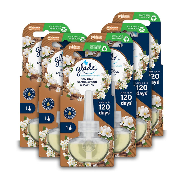Glade - Plug in Air Freshener Refill Electric Scented Oil with Soft Jasmine & Smooth Sandalwood