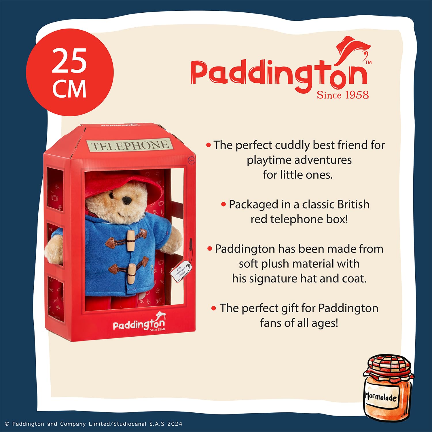 Rainbow Designs Paddington Bear Soft Toy in British Phone Box - Plush Teddy 7