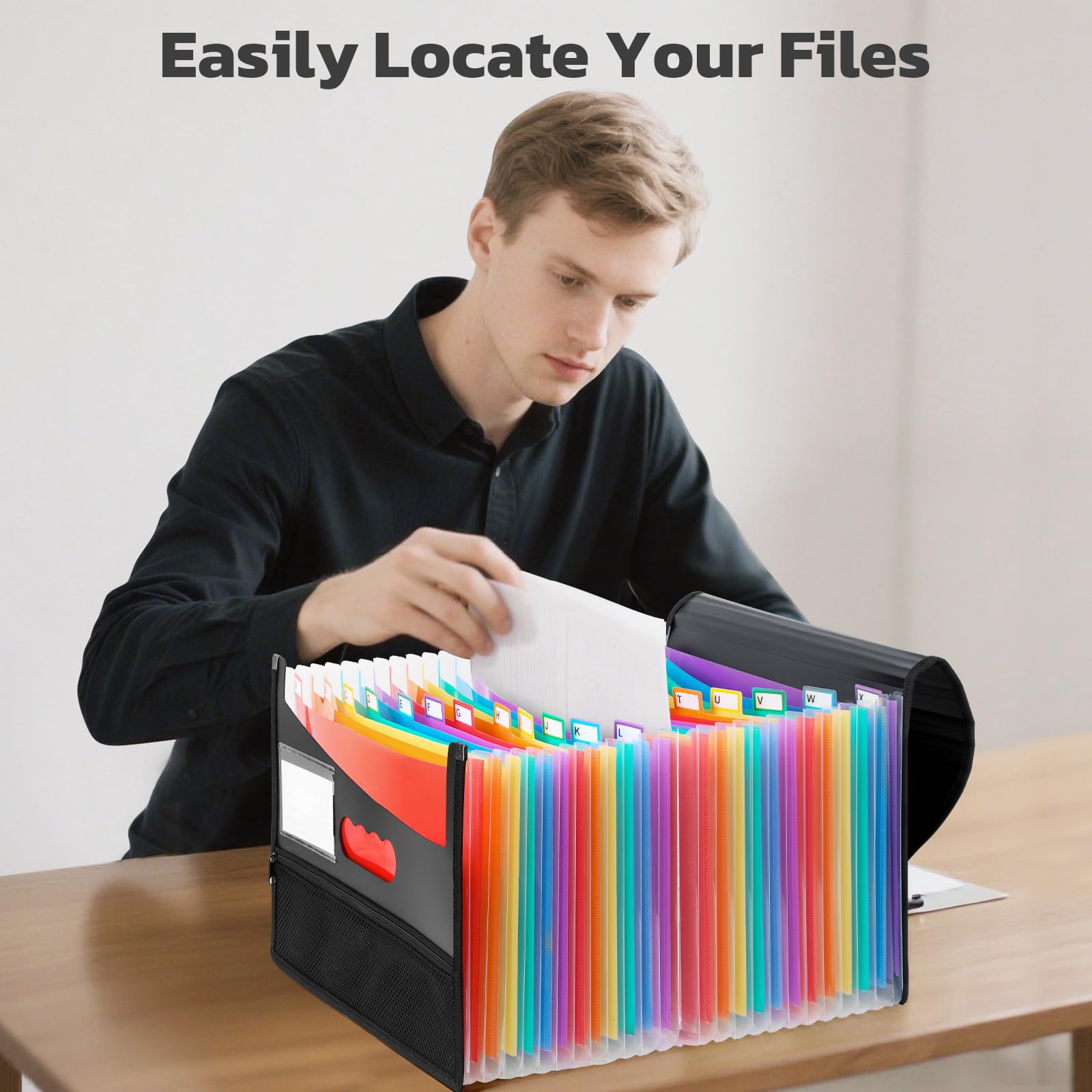 Euqvunn Expanding File Folder - 25-Pocket Accordion Organizer | A4 Size | Black PP 7