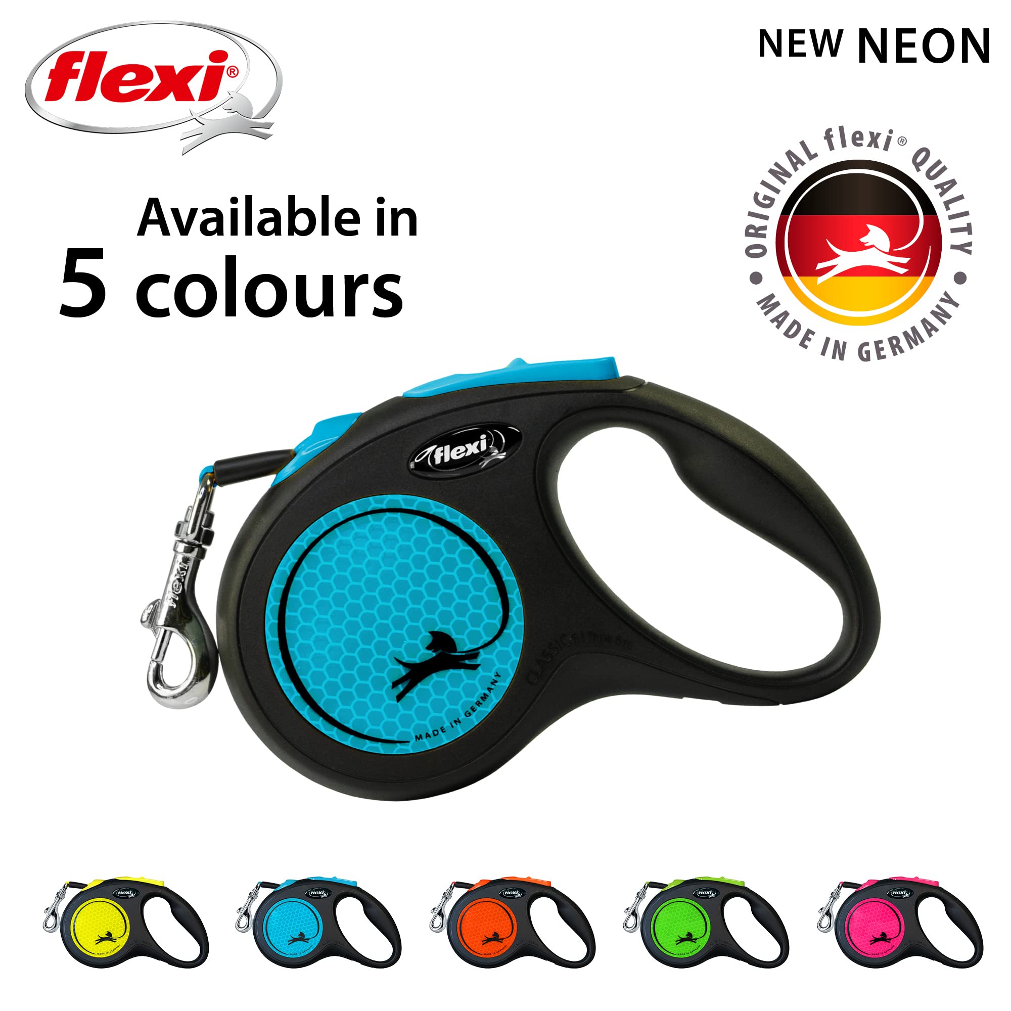 flexi Neon S Retractable Tape Leash - 5m, Up to 15kg | Blue 5