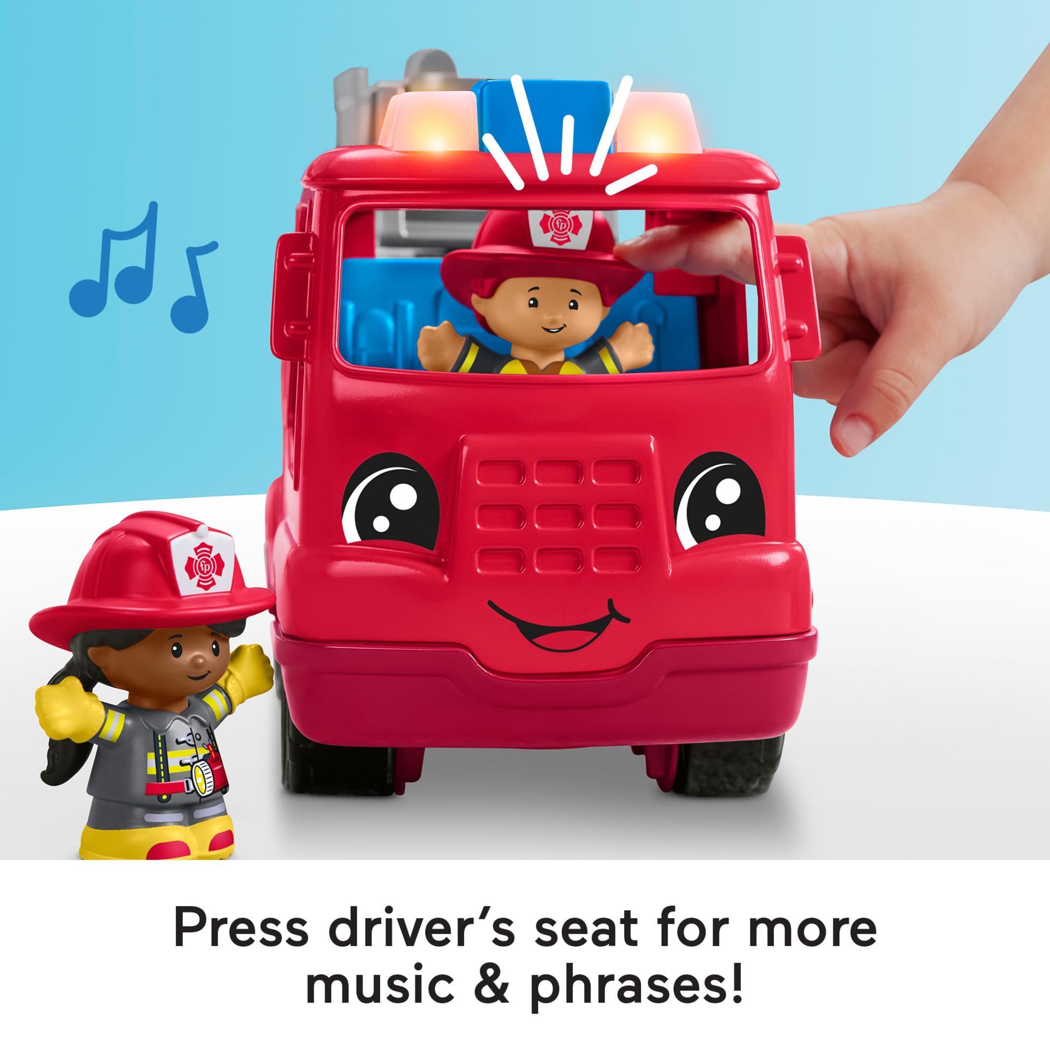Fisher-Price Little People Fire Truck Push-Along Toy with Lights & Music | Ages 1-5 4