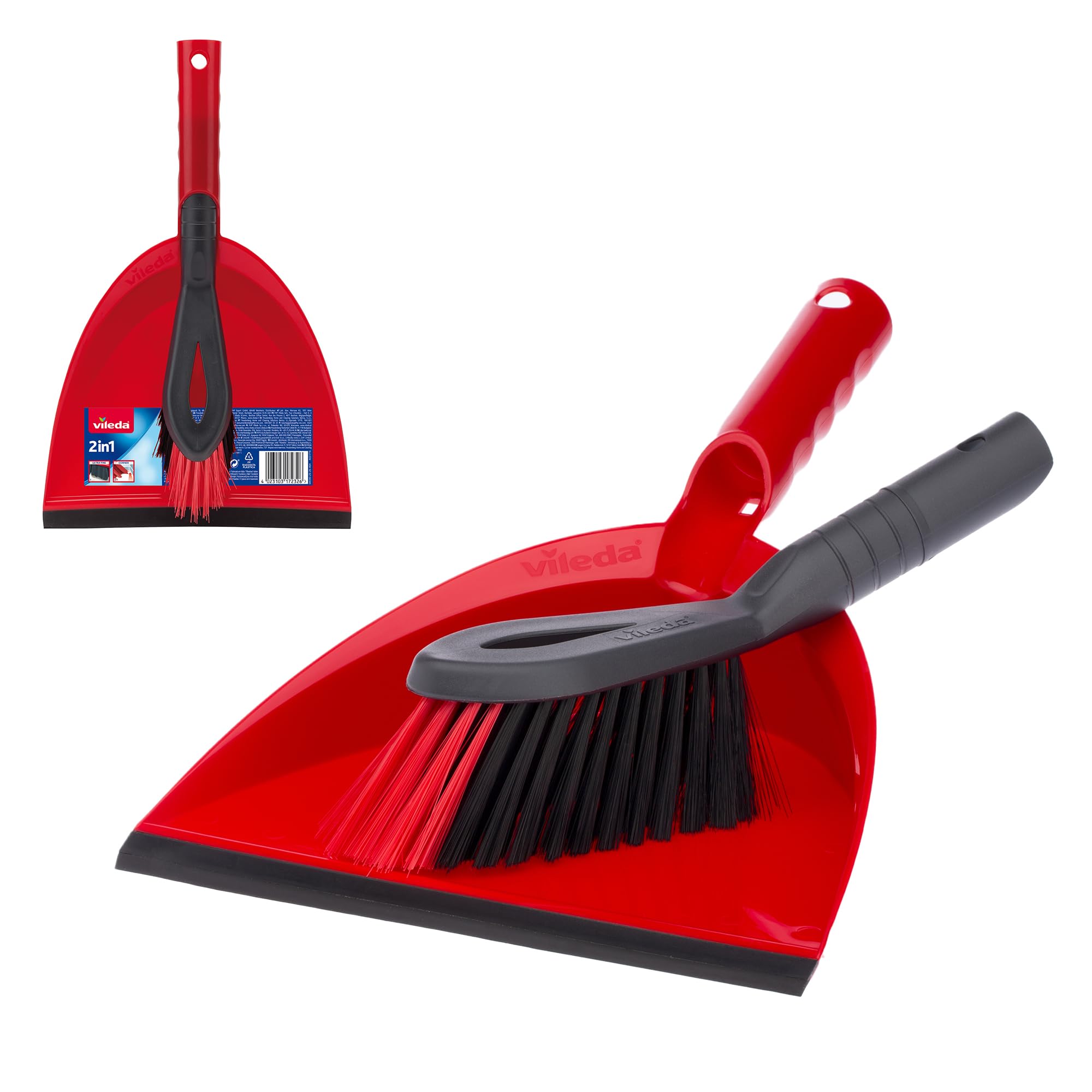 Vileda - 2-in-1 Dust Pan & Brush Set with Ergonomic Design and Rubber Lip 8