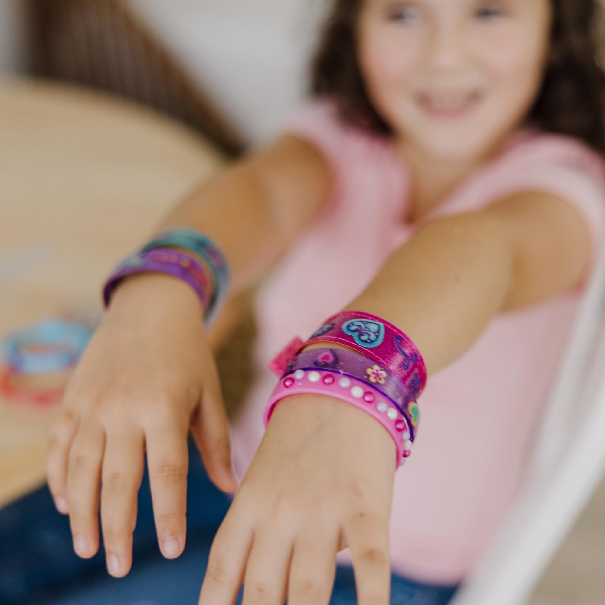 Melissa & Doug Design-Your-Own Bracelets Craft Kit | 4 Reversible Bracelets | 100+ Stickers | Ages 4-7 9