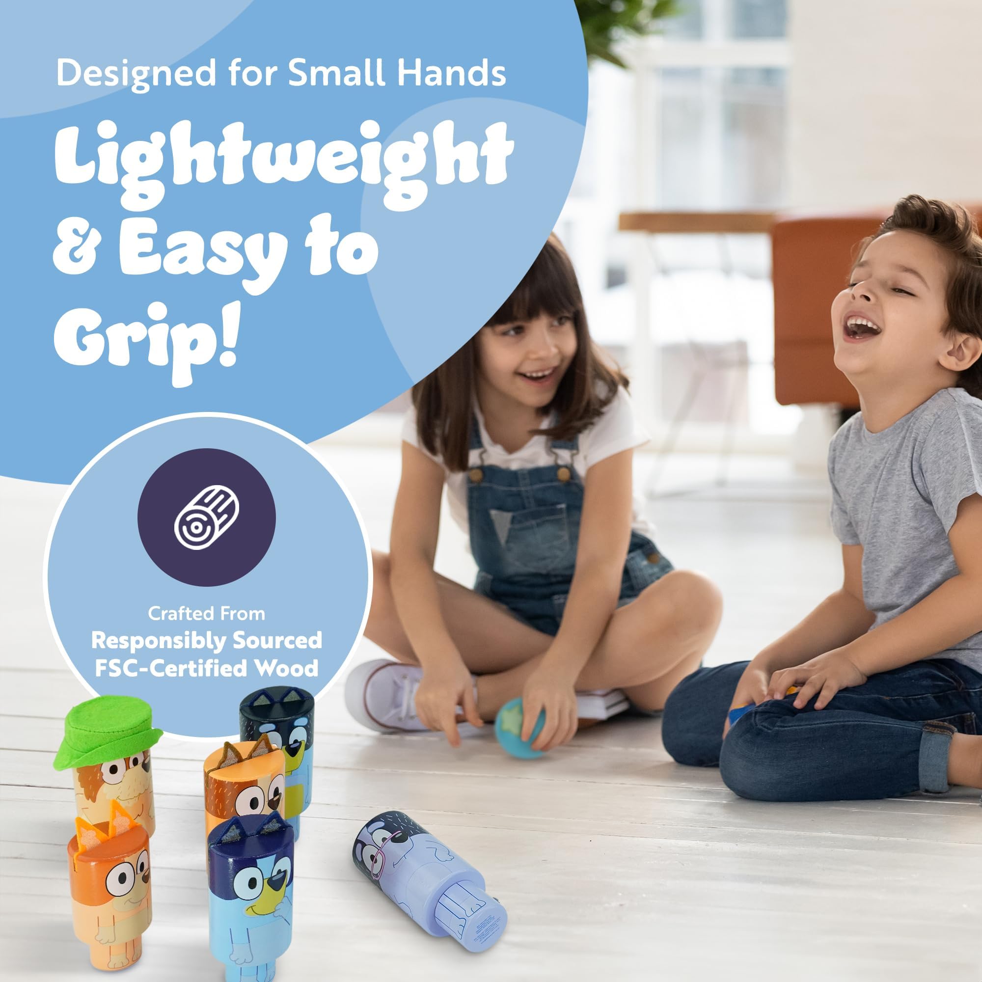 Bluey Wooden Character Skittles Set - Indoor/Outdoor Bowling Game | Ages 3+ 2