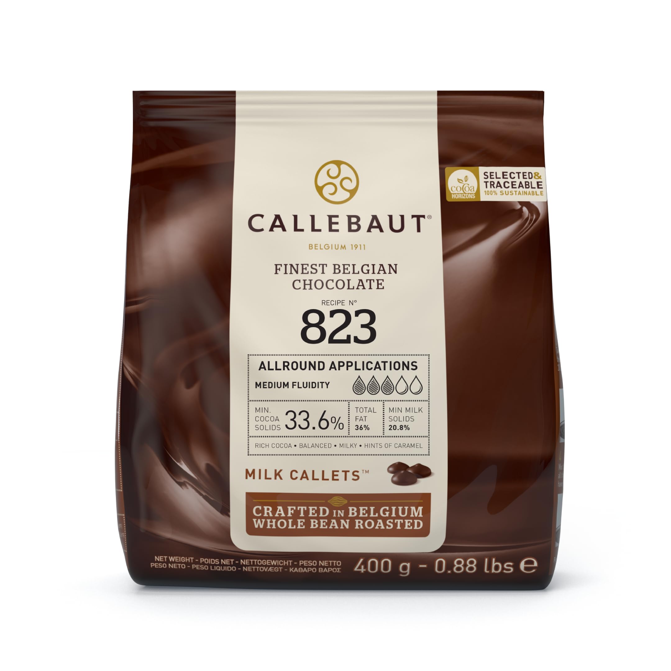 Callebaut Finest Belgian Milk Chocolate 823 Callets, 400 g 1