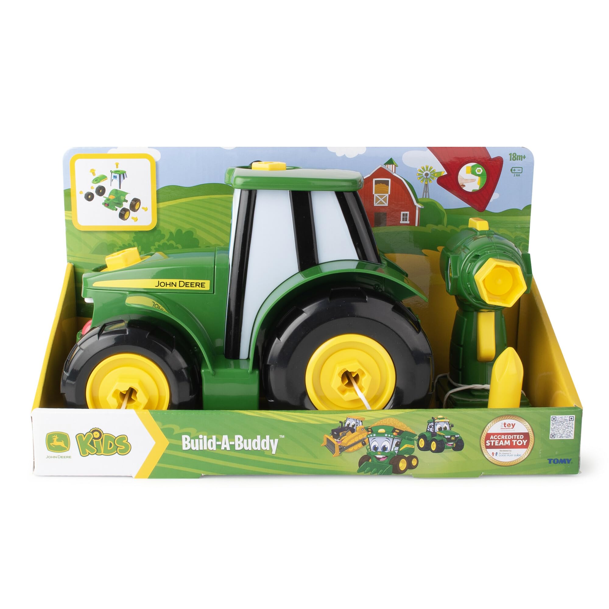 BUILD-A-BUDDY John Deere Build A Johnny Tractor - 16 Piece Building Toy | Motorised Drill | Ages 18 Months+ 9