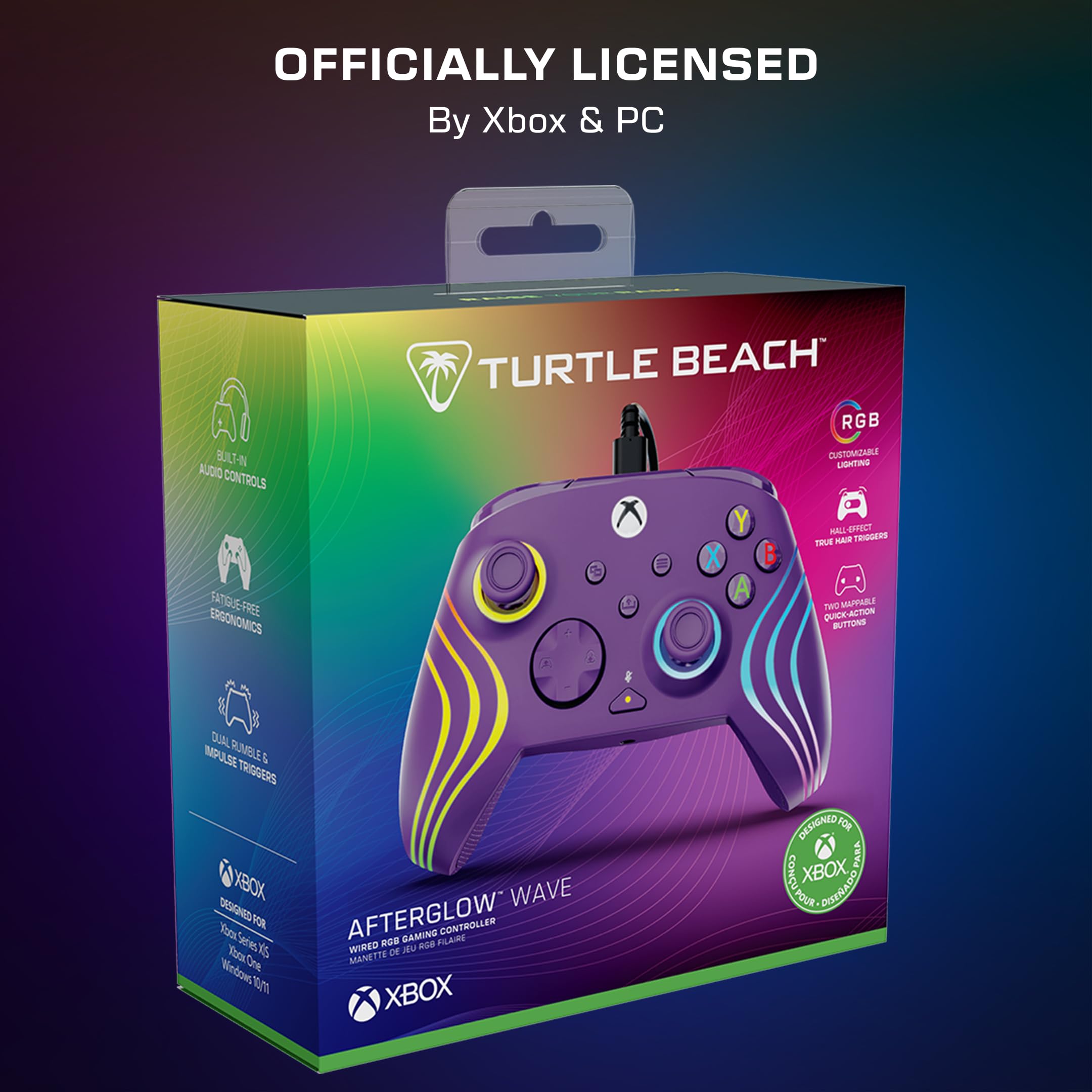 Turtle Beach Afterglow Wave Wired RGB Gaming Controller - Purple | Officially Licensed for Xbox & PC 6