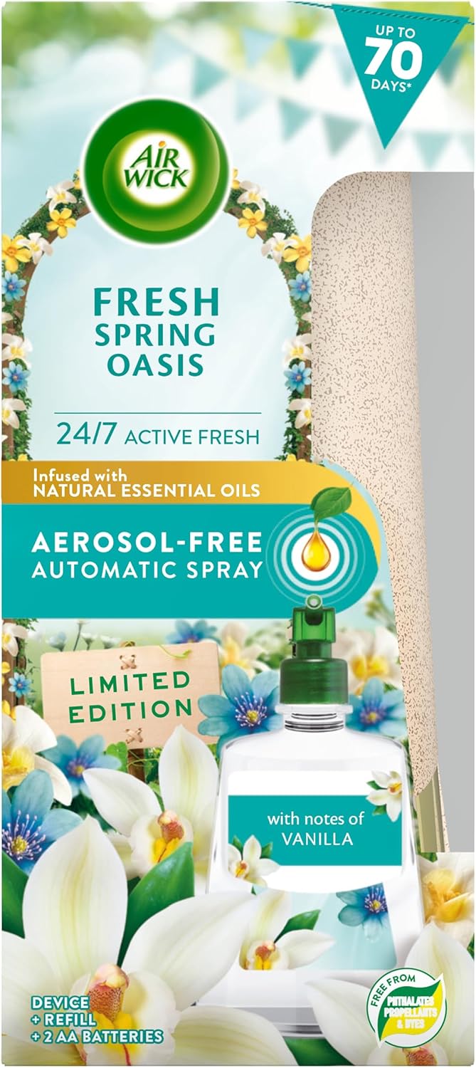 Air Wick - 24/7 Active Fresh Aerosol-Free Automatic Air Freshener Spray Kit | Fresh Spring Oasis