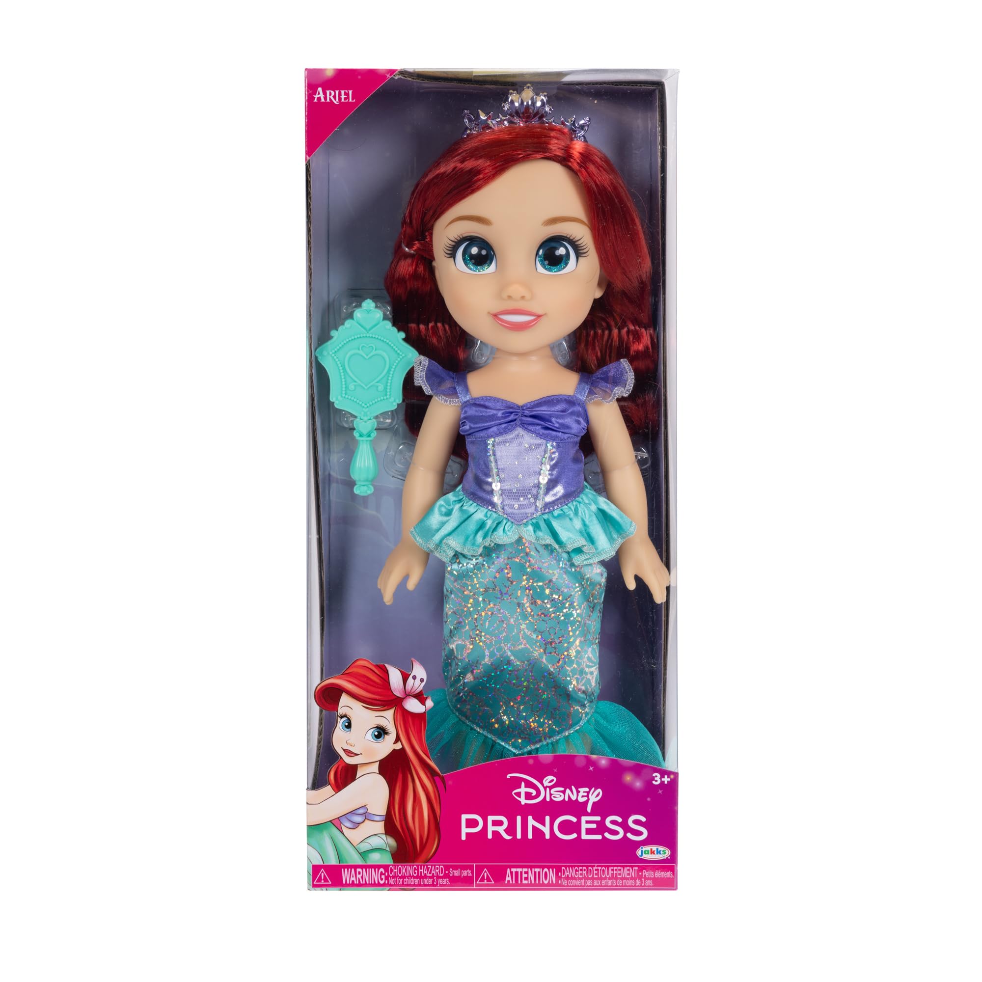 Disney Princess Ariel Doll - 14"/35cm Tall, Articulated, Platinum Holofoil Dress, Tiara, Shoes & Brush | Ages 3+ 3