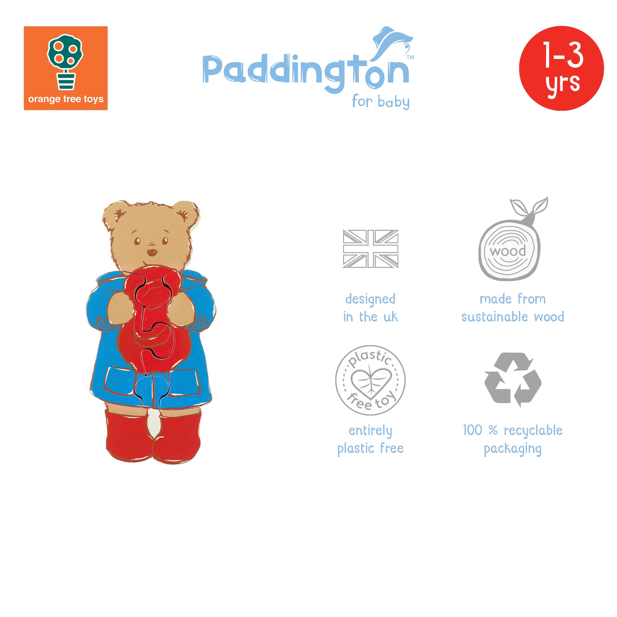 Paddington Bear Mini Wooden Puzzle - Chunky Jigsaw for Toddlers, FSC Certified 5