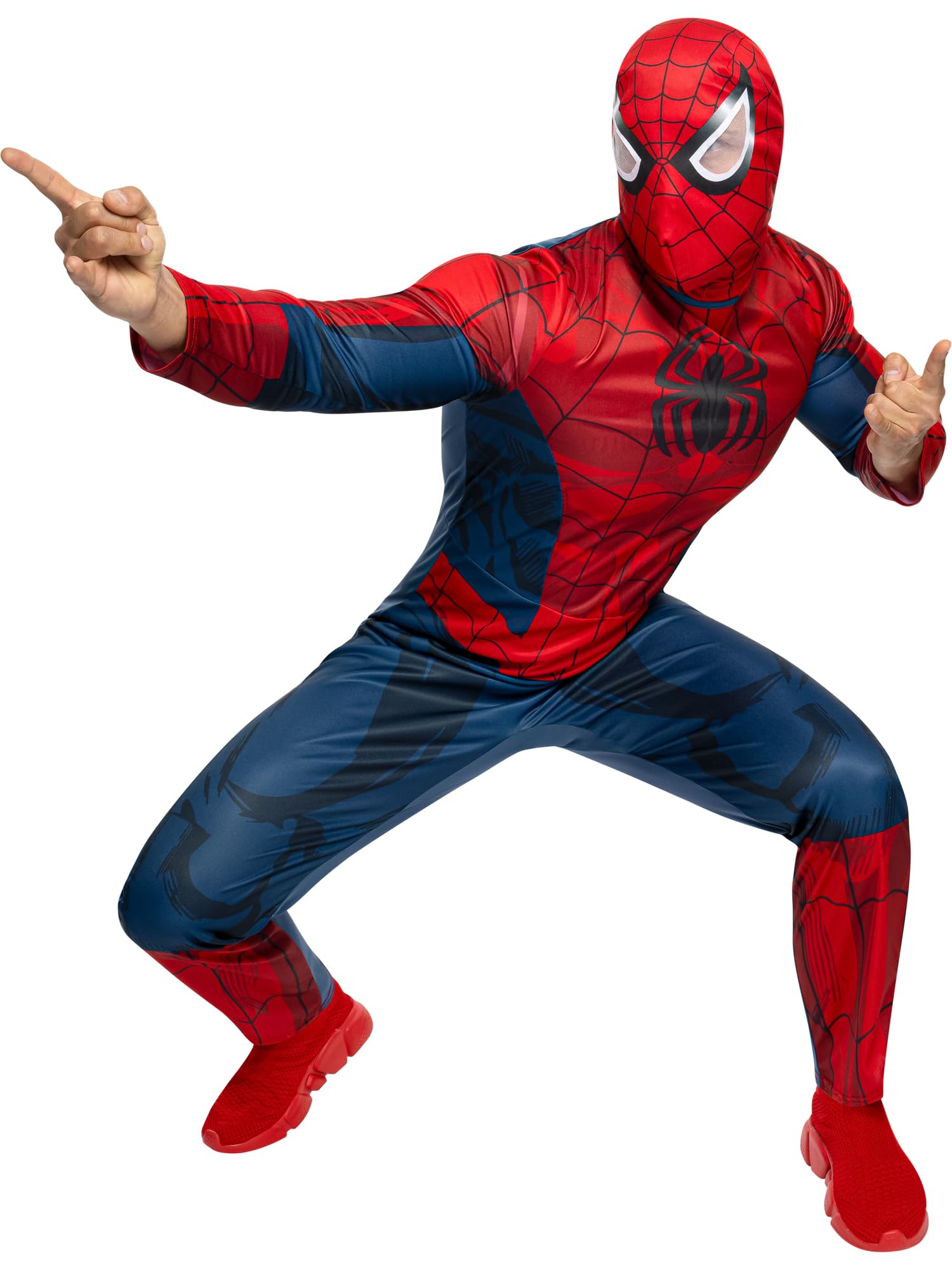 Rubies Official Spider-Man Adult Costume - Standard Size | Polyester Jumpsuit & Snood 4