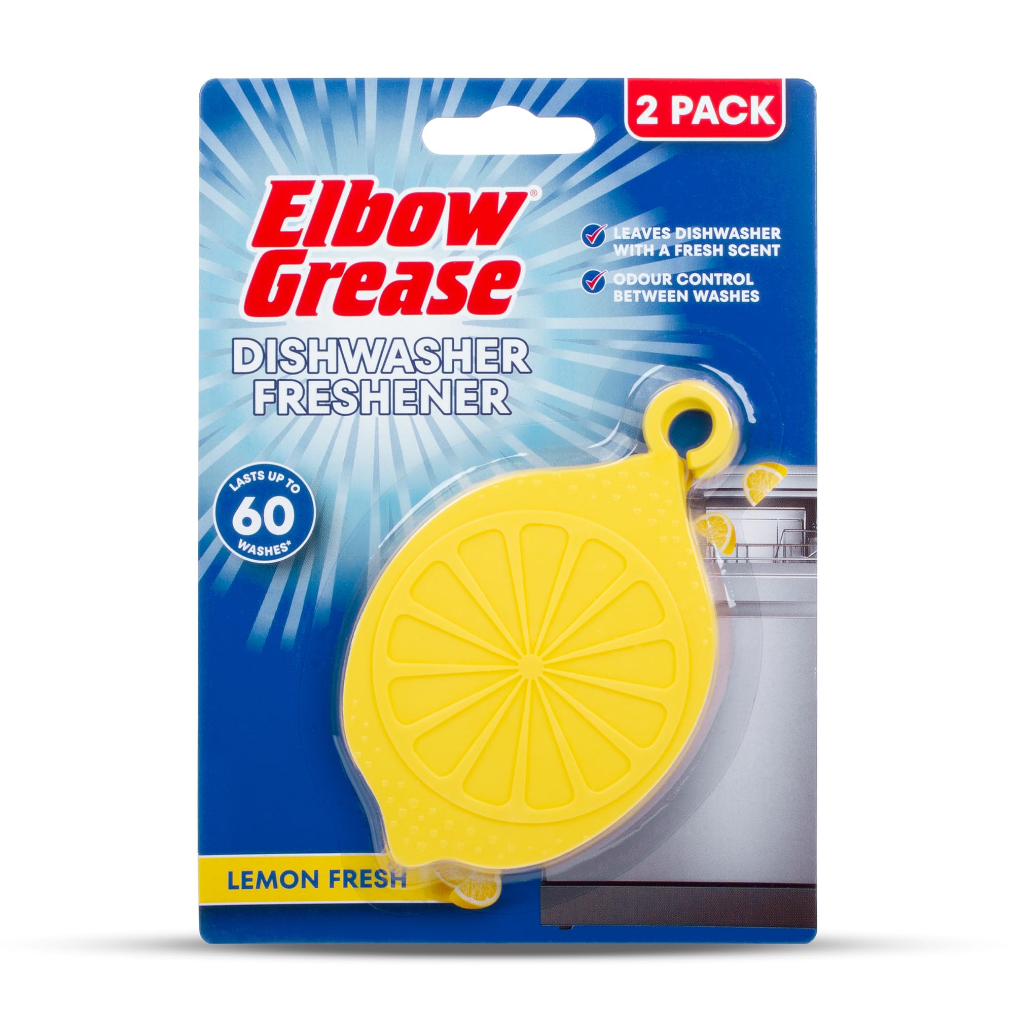 Elbow Grease Dishwasher Freshener - Lemon Scent, Odour Control, 2 Pack