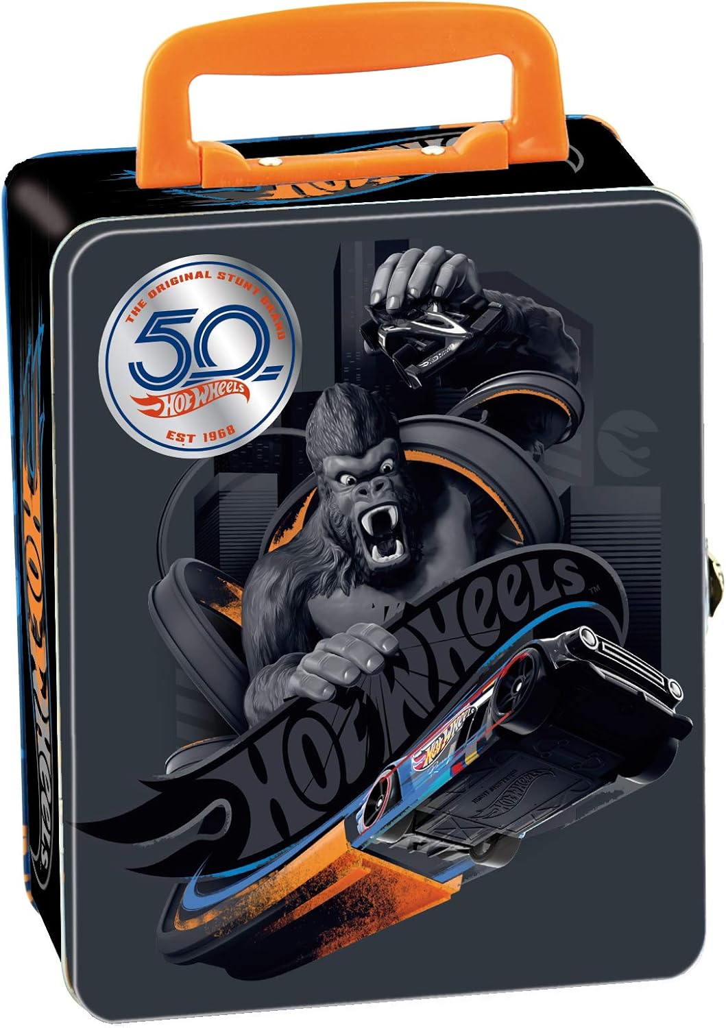 Theo Klein 2881 Hot Wheels Metal Storage Case - Holds 50 Cars, Portable Toy Organizer for Kids 3+
