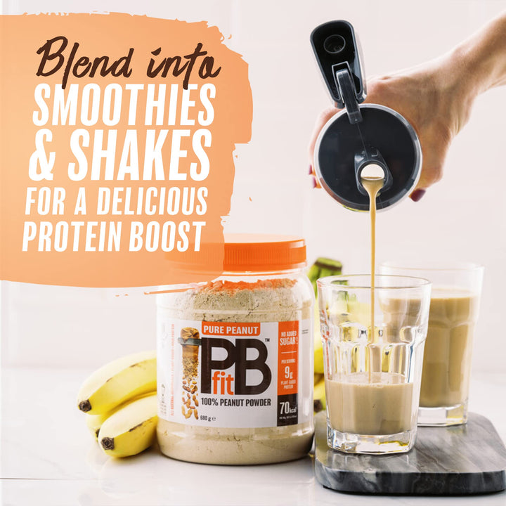 PBfit Pure Peanut Powder - No Added Sugar, 9g Plant Based Protein, 82% Less Fat