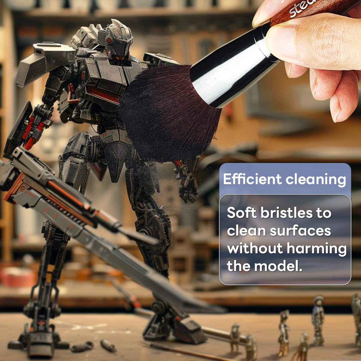stedi Model Cleaning Brush Set - 3 Piece Precision Dusting Tool for Gundam, Statues, Scale Models 2