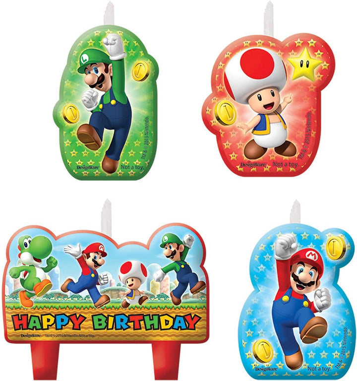 Amscan Super Mario Birthday Party Cake Candles Set - 4 Pack (171554)