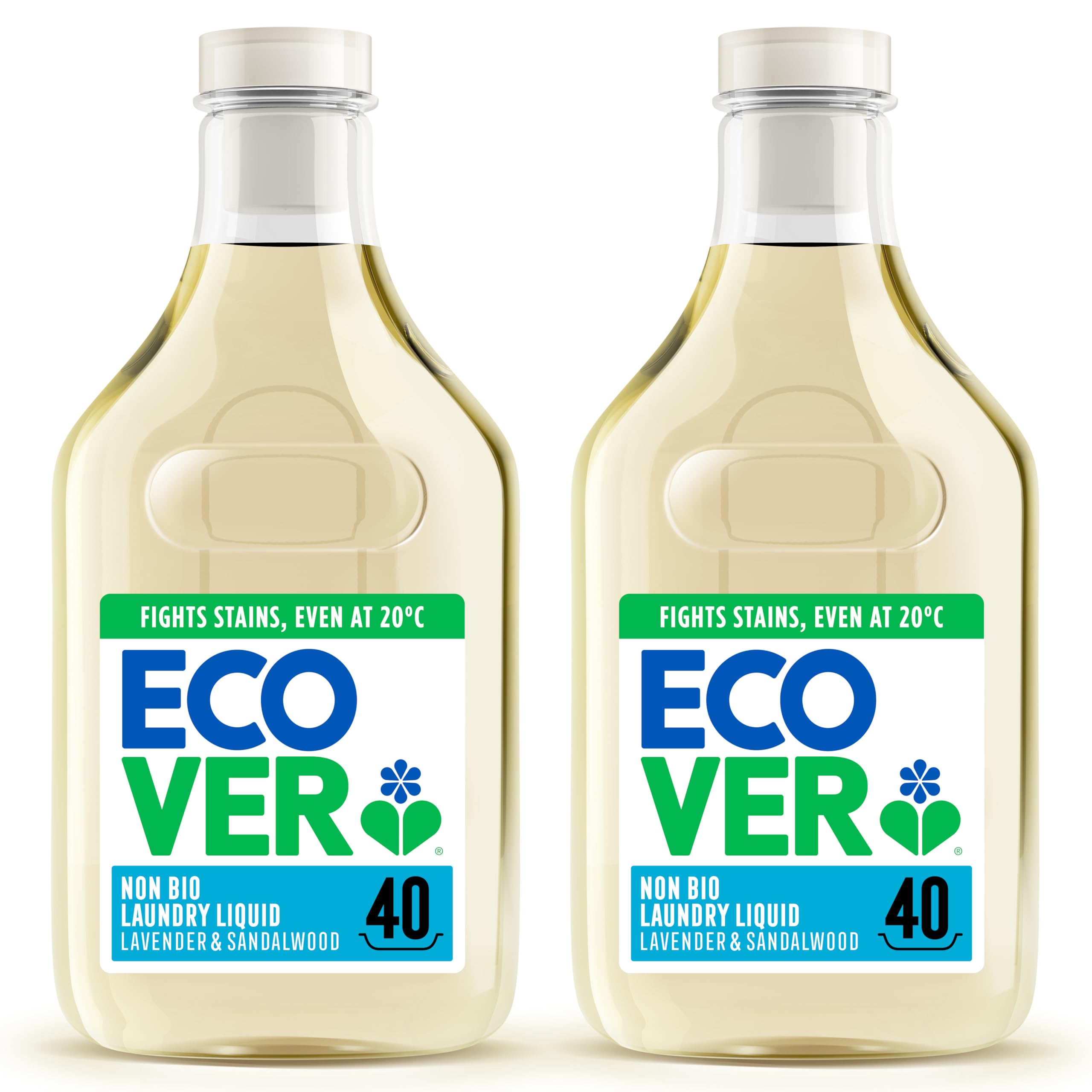 Ecover Concentrated Non-Bio Liquid Laundry Detergent, Lavender Scent | 1.43L Twin Pack