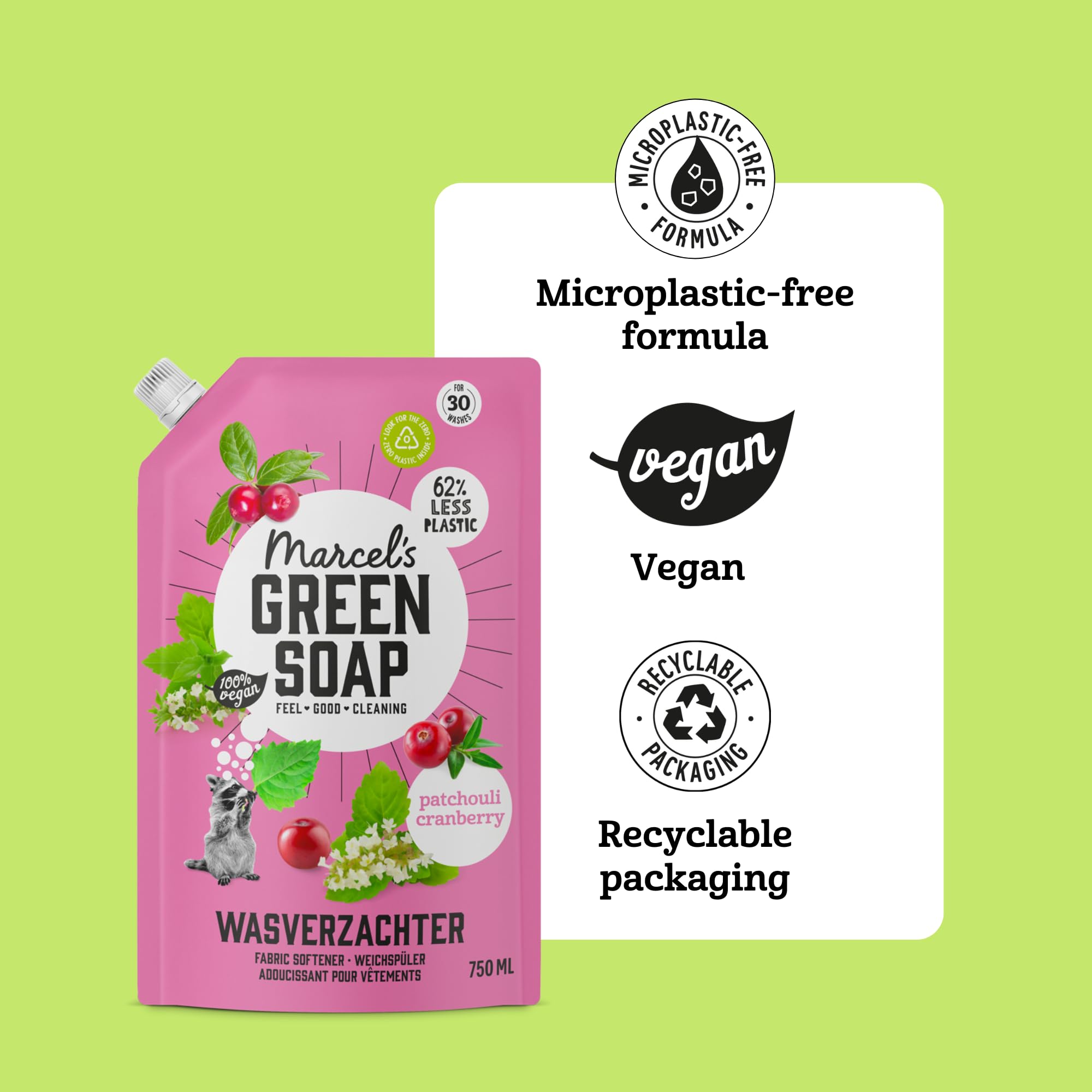 Marcel's Green Soap Fabric Softener Refill - Patchouli & Cranberry Scent - 750 ml 3