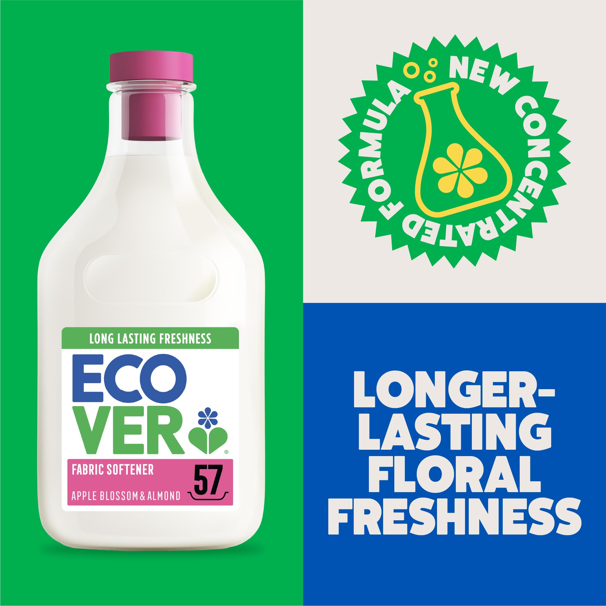 Ecover Concentrated Liquid Fabric Softener Apple Scent | 1.43L | Softening & Fade Control 4