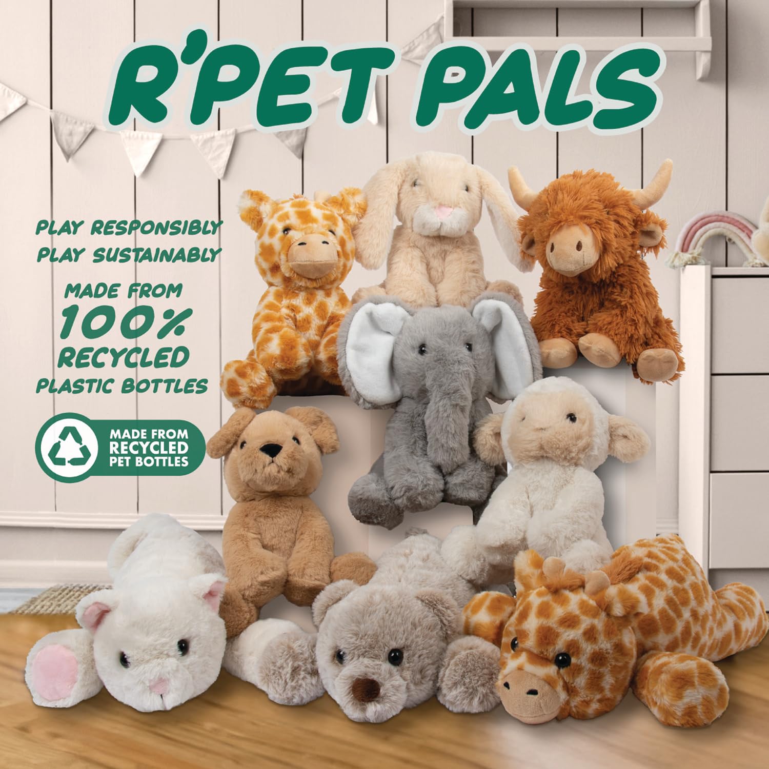 L & P Home & Gifts Recycled Pet Pals Laying Highland Cow - Eco-Friendly Plush Toy 4