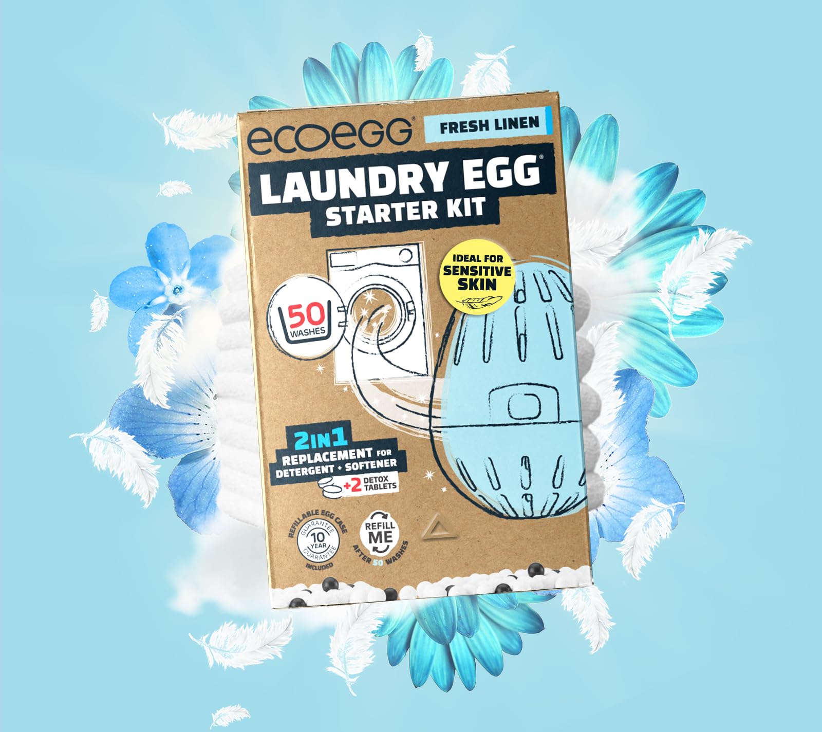 Ecoegg Laundry Egg Starter Kit - 50 Washes | Vegan | Hypoallergenic | Fresh Linen Scent 4