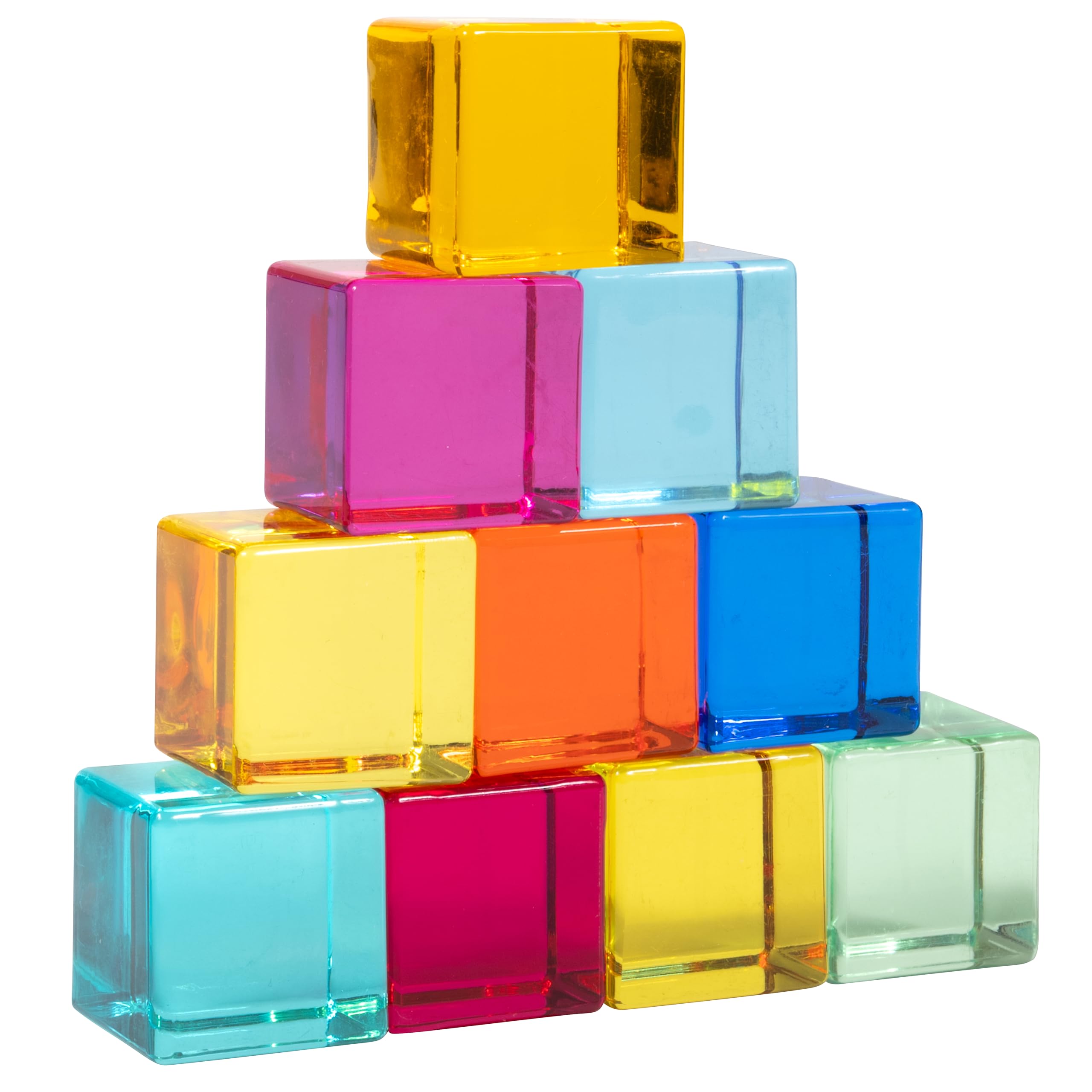 TickiT Gem Cubes - Rainbow Acrylic Stacking Blocks for Toddlers 3+ 1