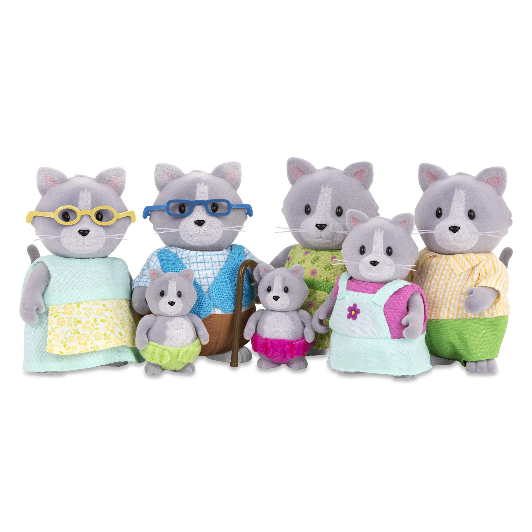 Li'l Woodzeez – The Daintypaw Cats – Collectible Toy Cat Figurines – 7-Piece Playset for Kids