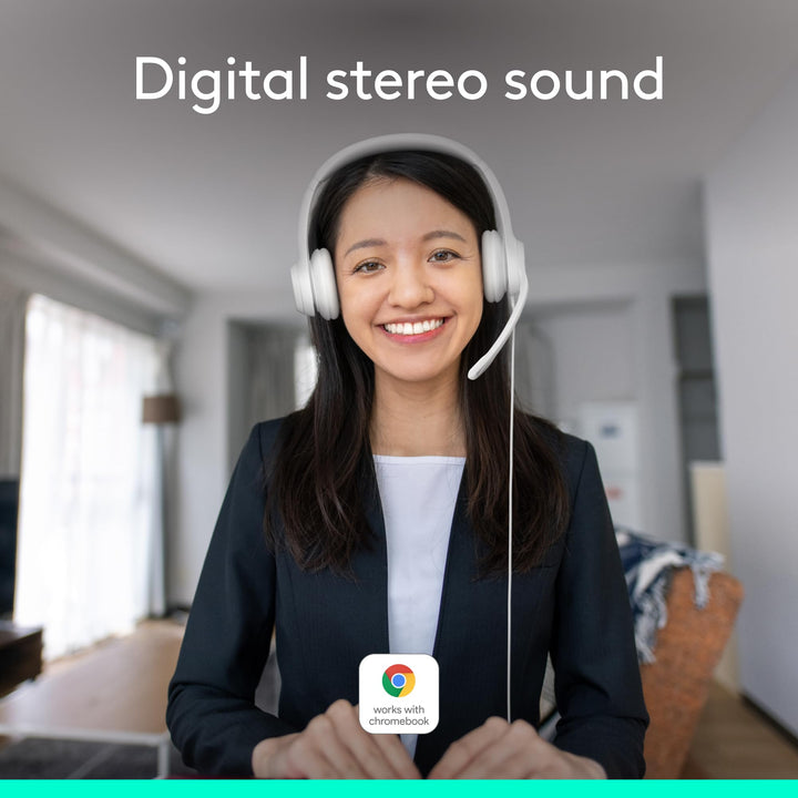 Logitech H390 Wired USB Headset with Noise-Cancelling Mic for PC, Chromebook, Laptop - Stereo Sound, In-line Controls, 1.9m Cable