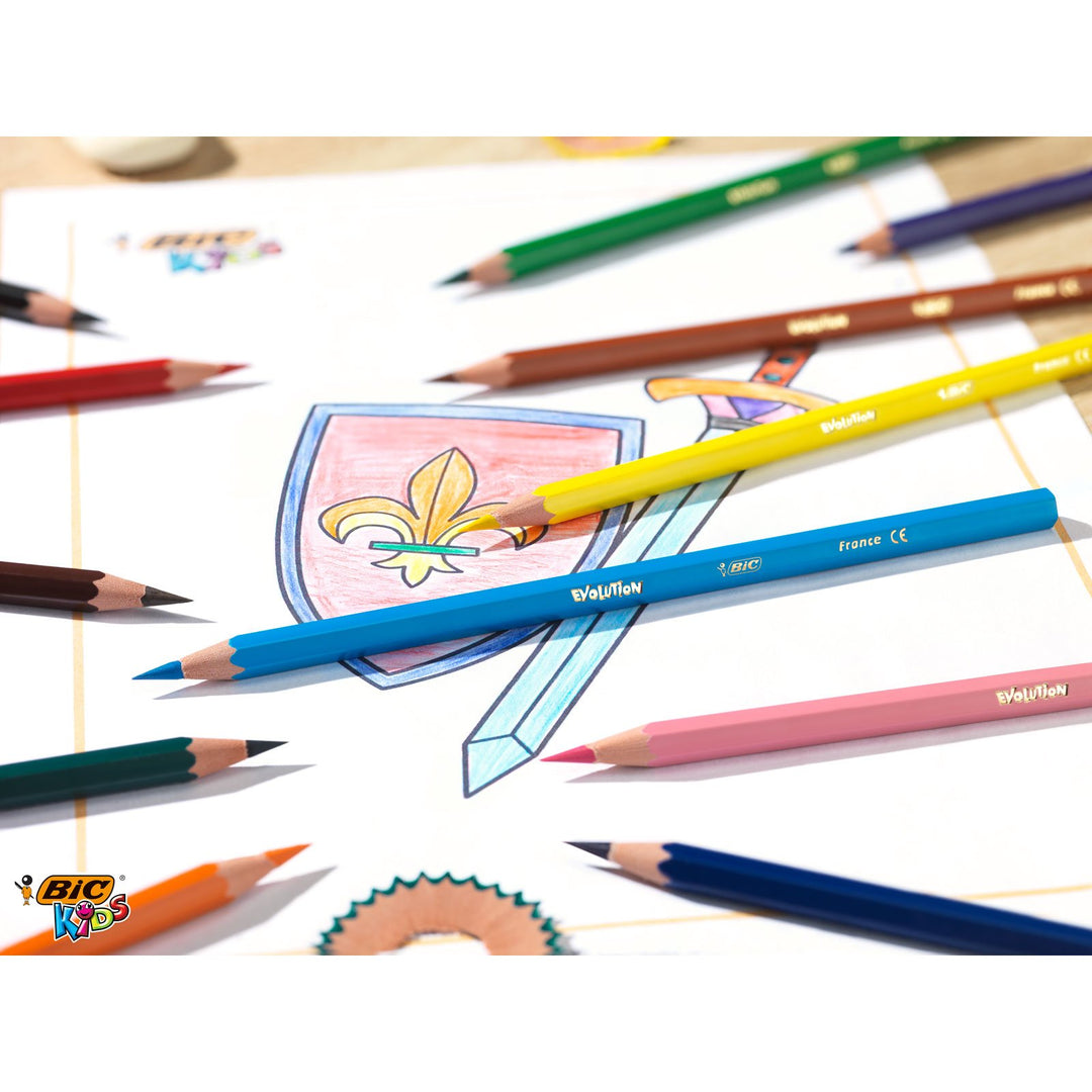 BIC Kids Evolution Coloured Pencils - Wood-Free, Durable Art Supplies for Kids 5+
