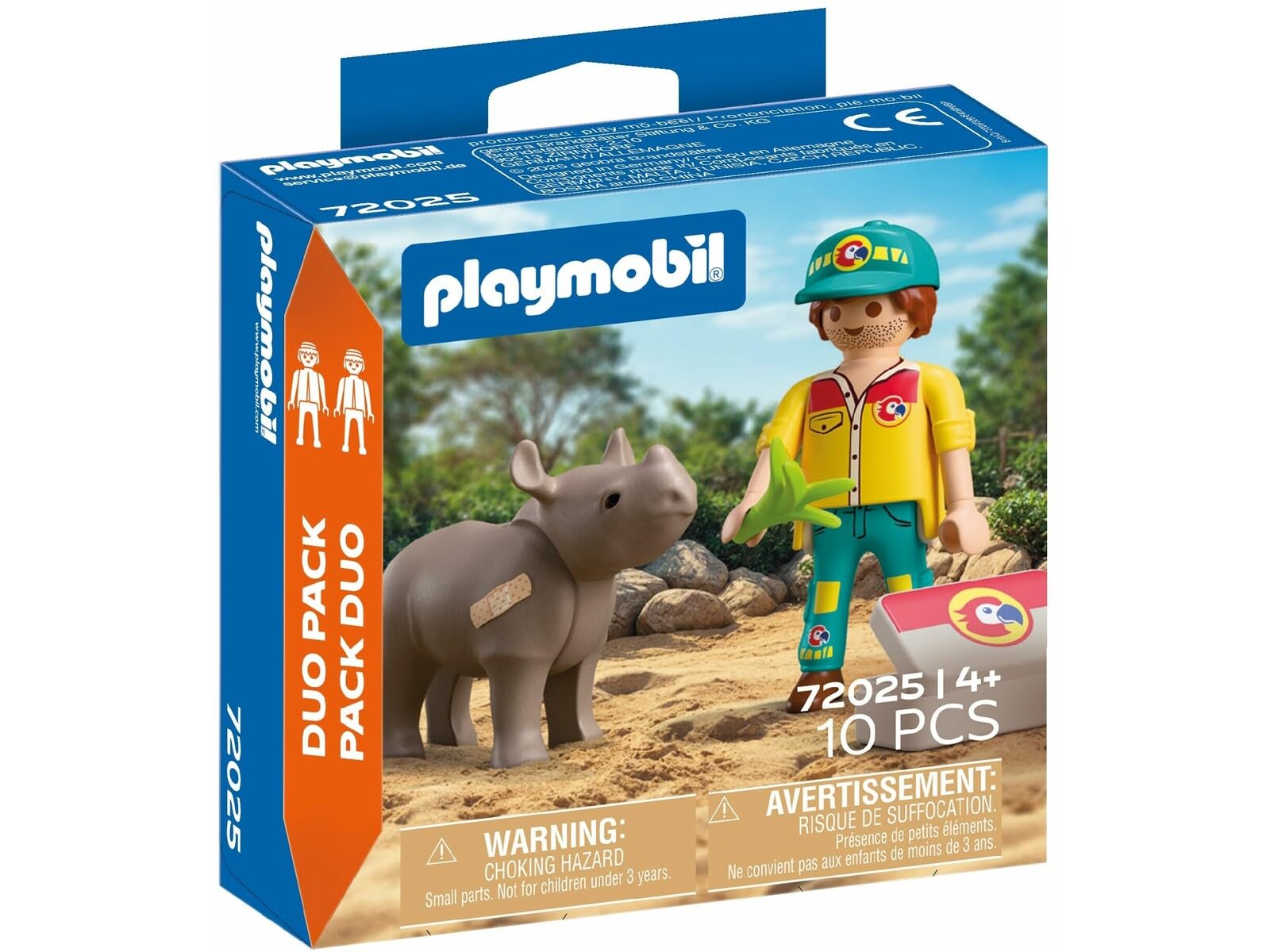 Playmobil DuoPack Ranger with Rhino - Wildlife Rescue Playset | Ages 4+ | Unisex Children 1