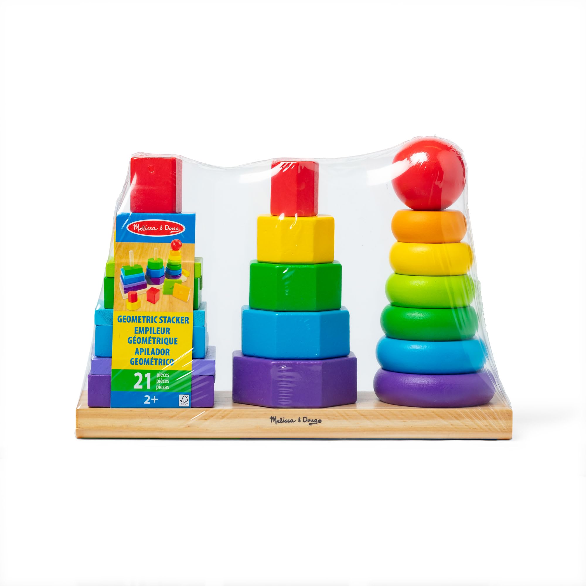 Melissa & Doug Geometric Stacker Wooden Development Toy | Ages 2-4 | Builds Motor Skills 3