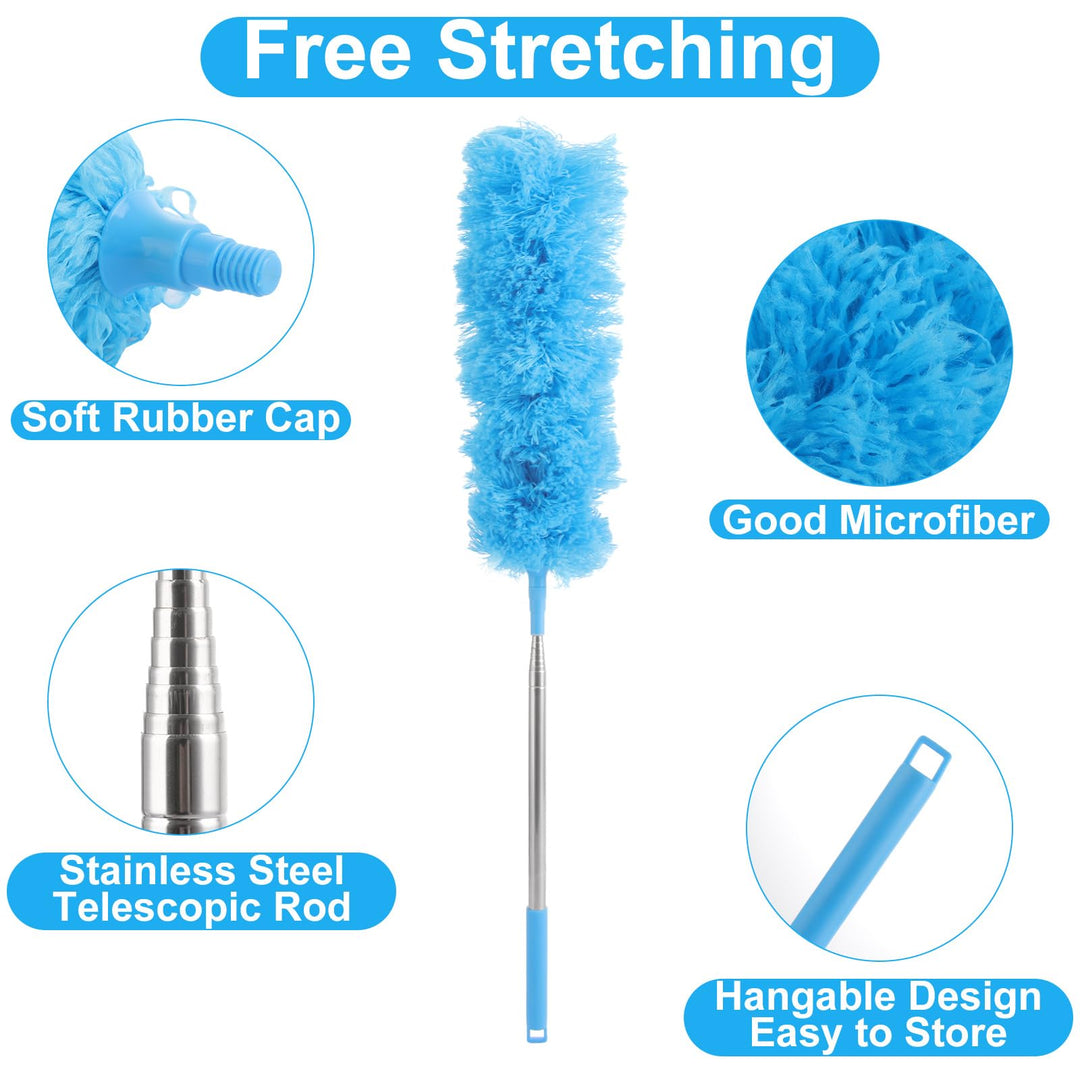ASelected Extendable Microfiber Duster with 108" Telescoping Pole for High Ceilings, Fans & Blinds