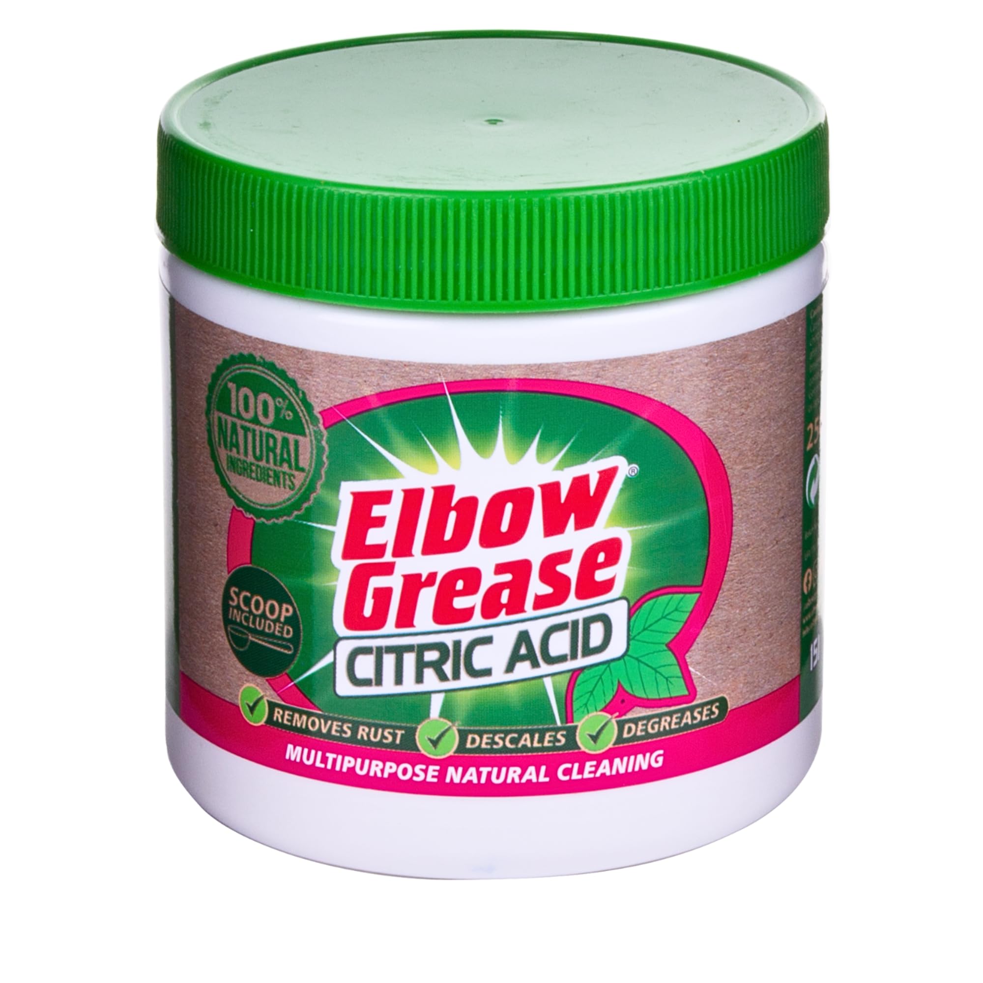 Elbow Grease Citric Acid Multipurpose Cleaner - 100% Natural, Descaler, Degreaser, Rust Remover | 250g Powder Tub 1