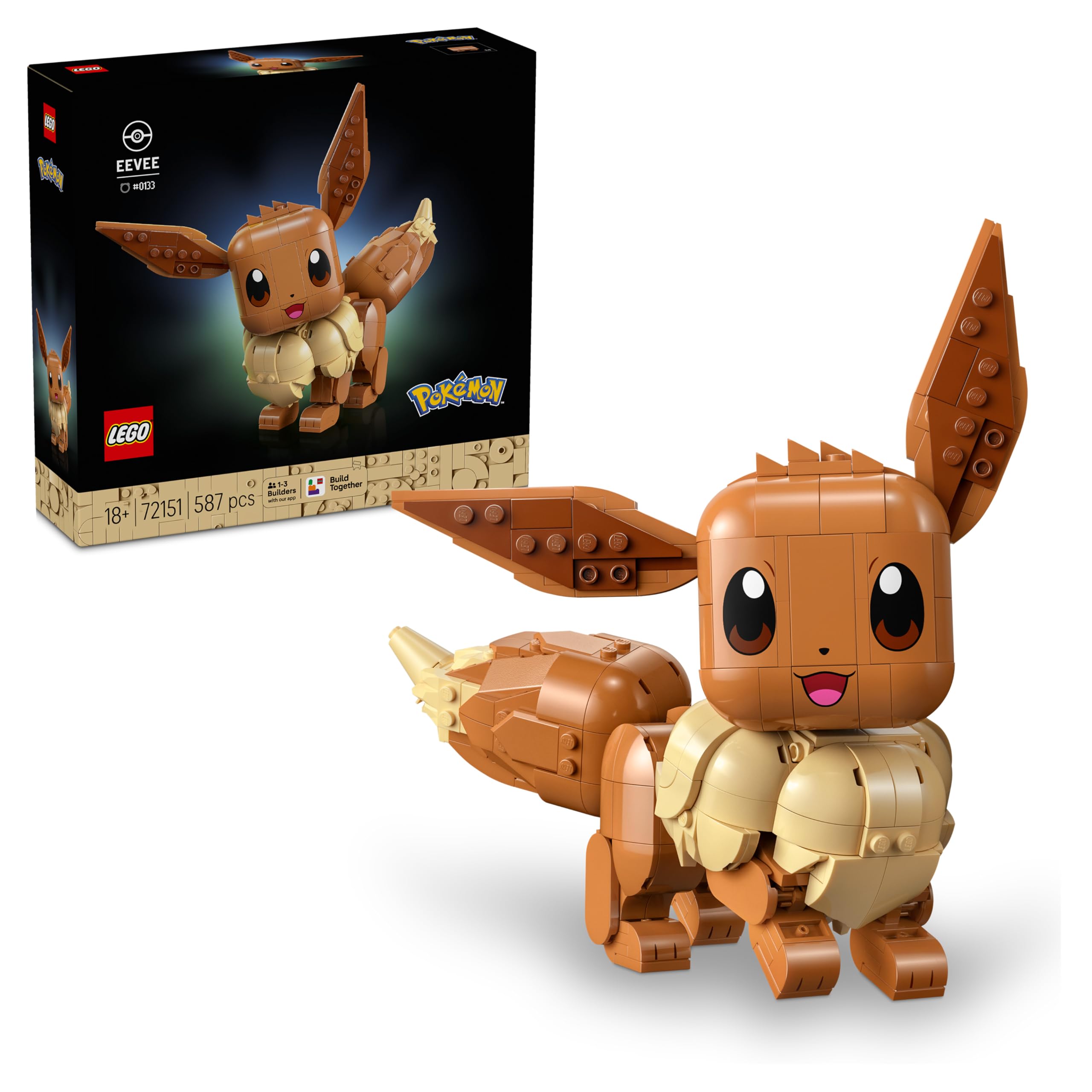 LEGO Pokémon Eevee Figure Building Set 72151 for Adults | 587 Pieces | Posable 1