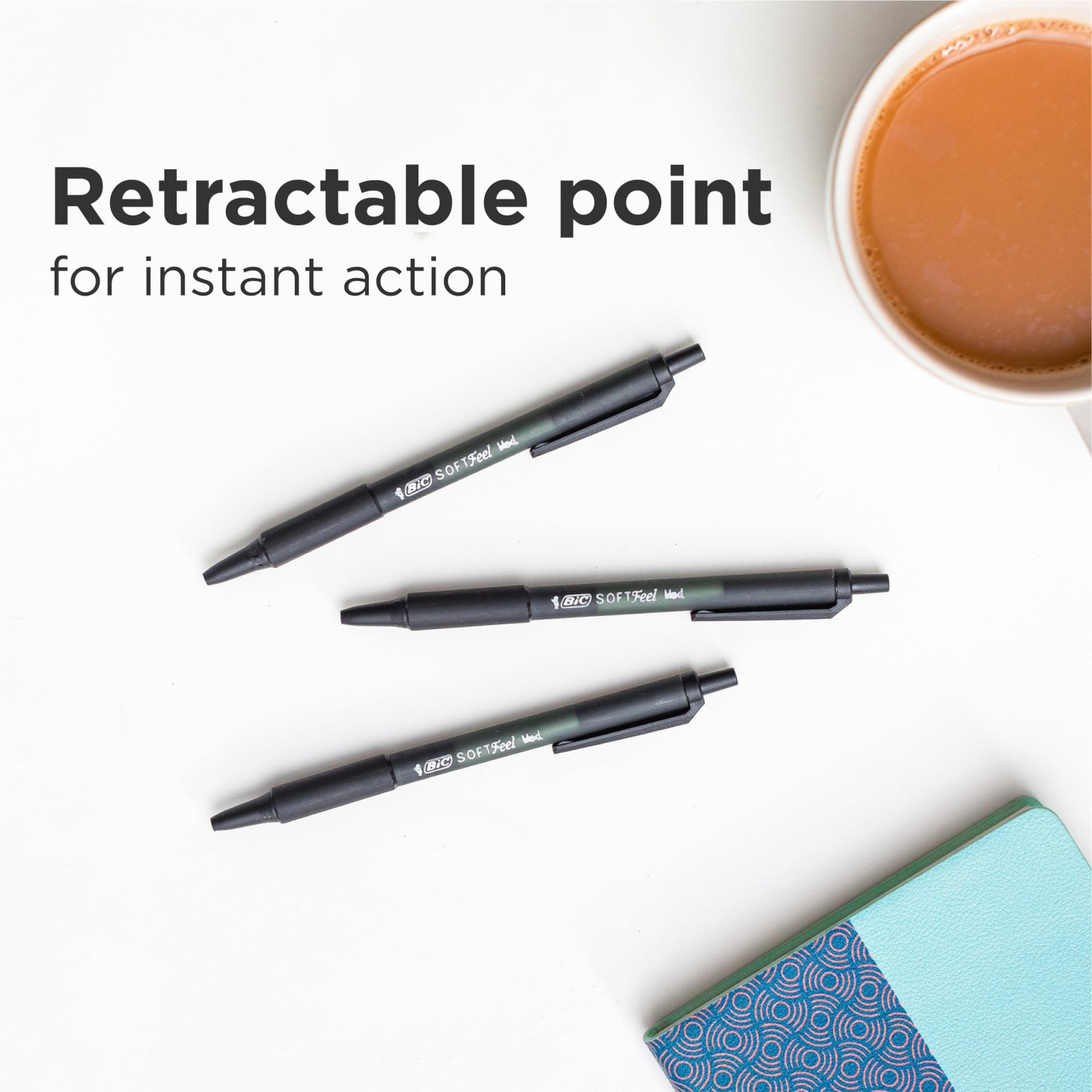 BIC Soft Feel Retractable Ballpoint Pens - Black Ink, 1.0 mm Medium Point | Comfort Grip | 36 Count 2