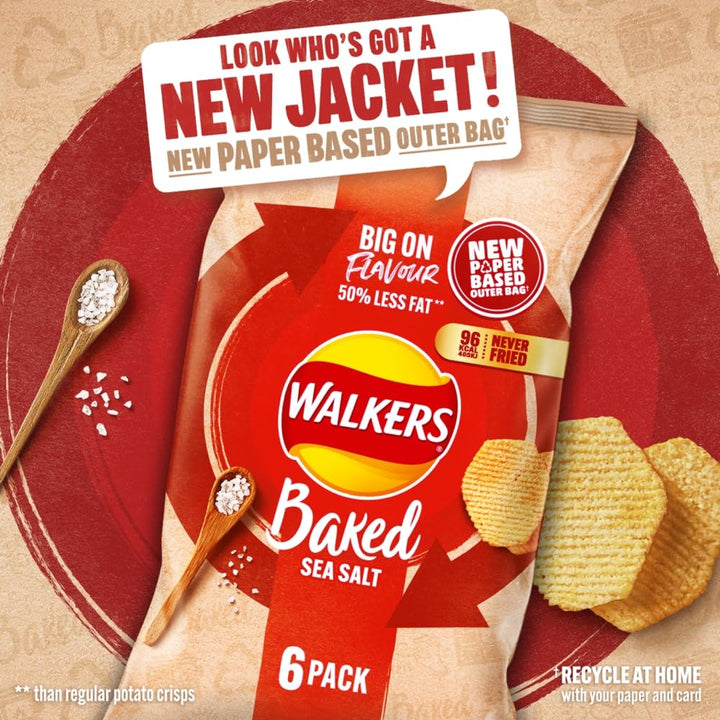 Walkers Baked Snacks Sea Salt 6 x 22g
