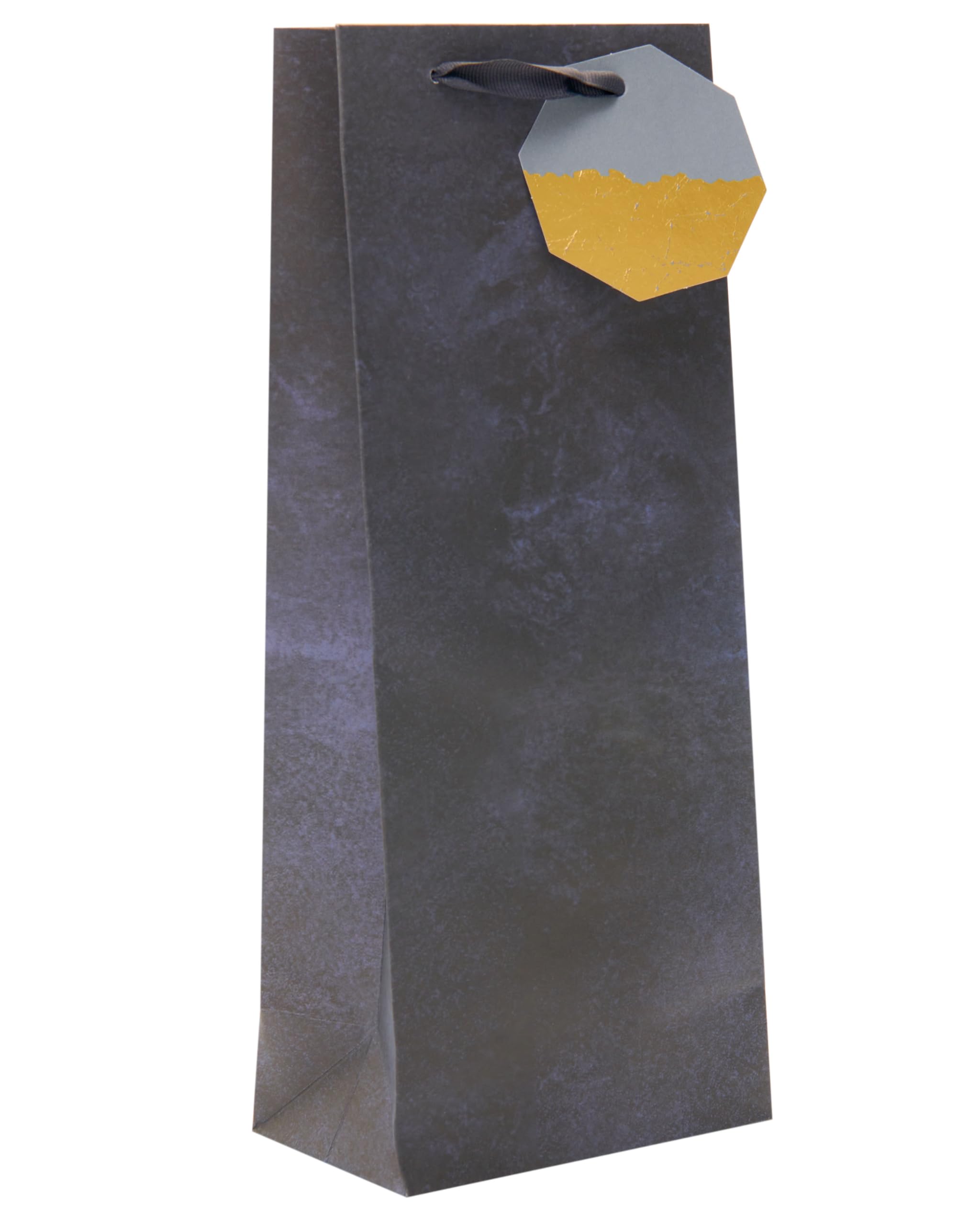 UK Greetings Bottle Gift Bag - Black Graphite Design for Him/Her/Friend | 13.3 x 32.7 x 8.3 cm