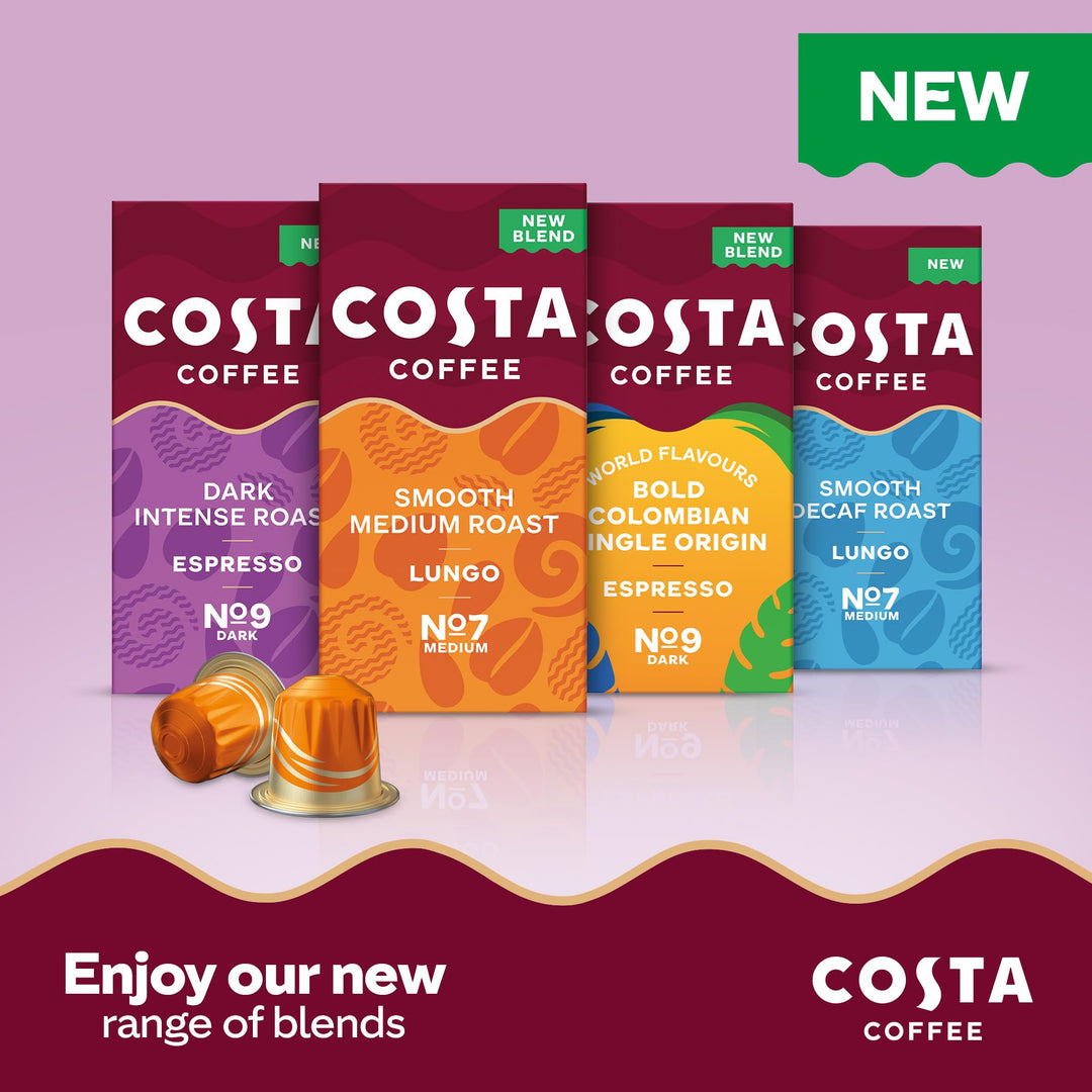 Costa - Smooth Medium Roast Aluminium Coffee Pods (Pack of 100, Fortuna Model)