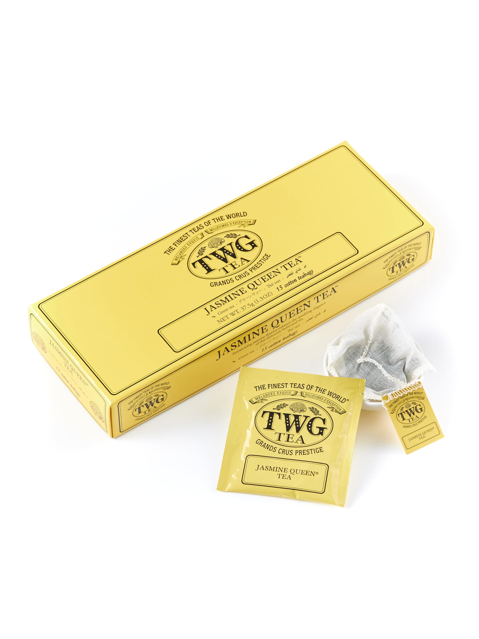 TWG Tea - Jasmine Queen Tea | Green Tea with Sweet Lemon & Rose | 15 Hand-Sewn Cotton Teabags | Gift Set 6