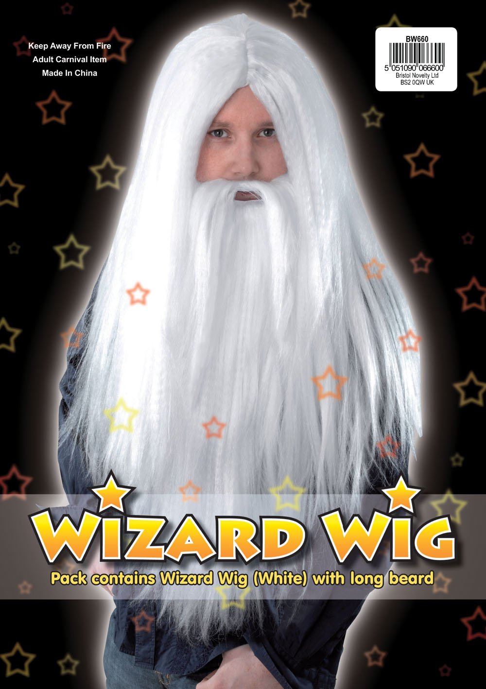 Bristol Novelty Wizard Wig and Long Beard, White, One Size 2