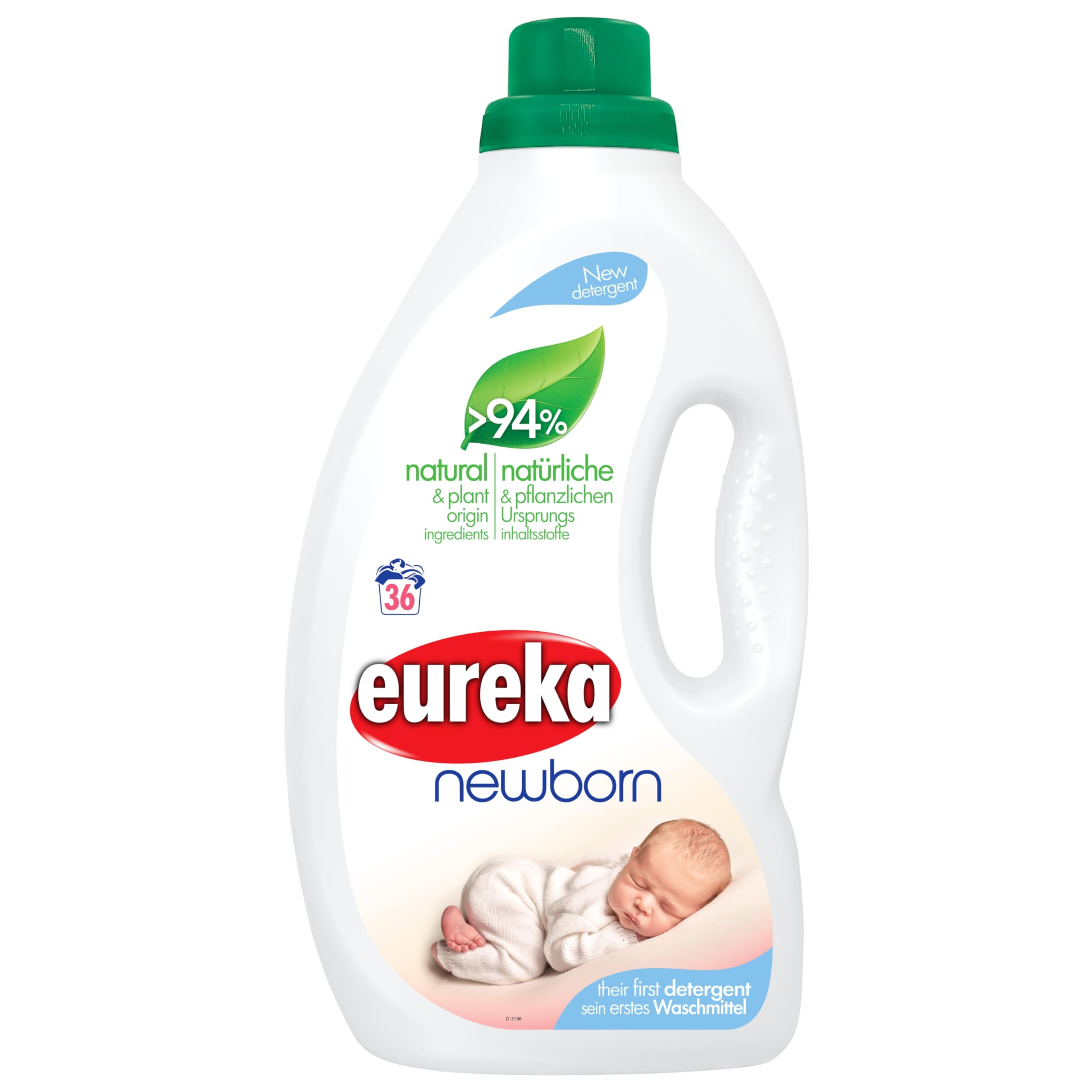 Eureka Newborn Liquid Detergent - 1.8 L - 94% Natural & Plant-Based Formula