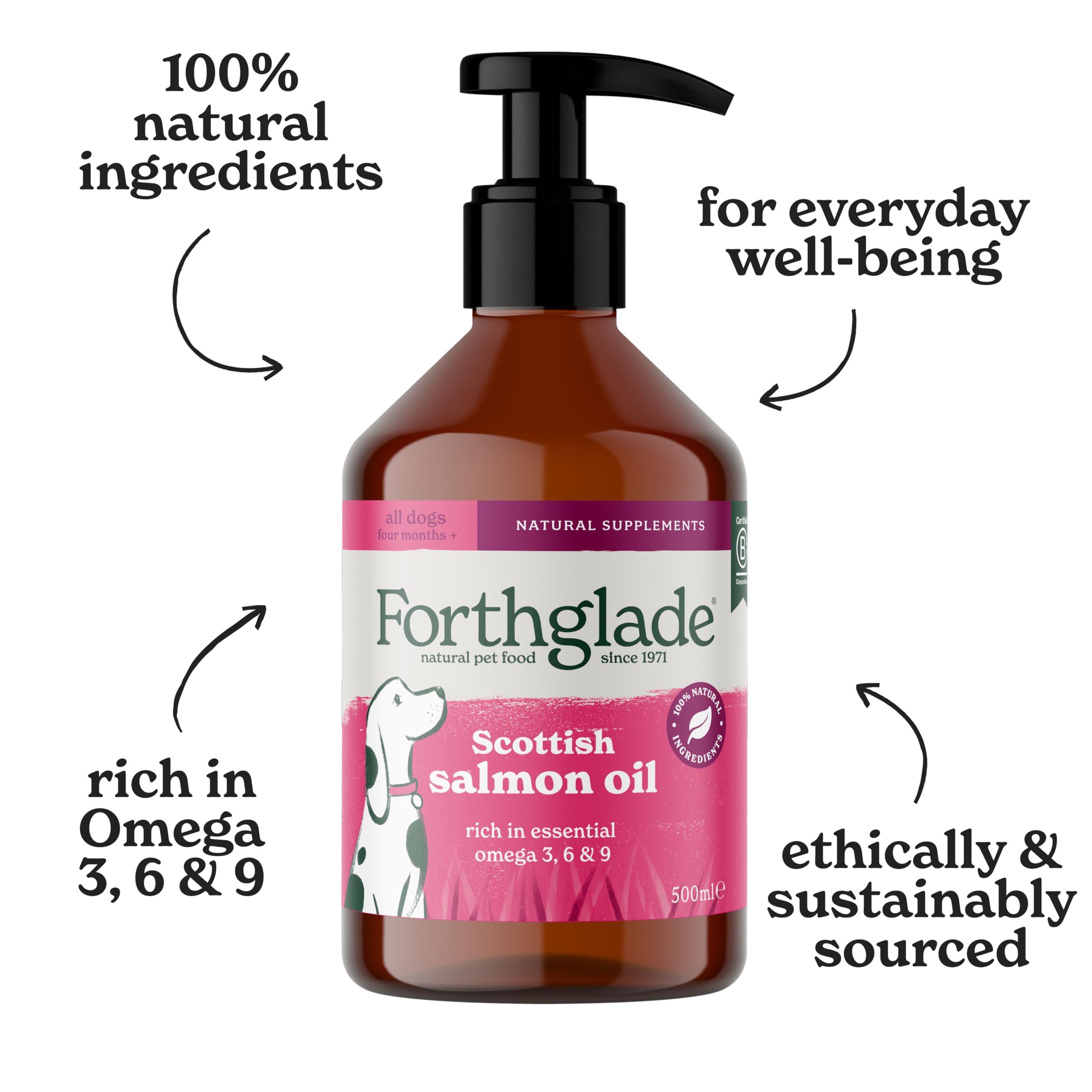 Forthglade Scottish Salmon Oil for Dogs - 100% Natural Omega 3, 6, 9 | 500ml Bottle 4