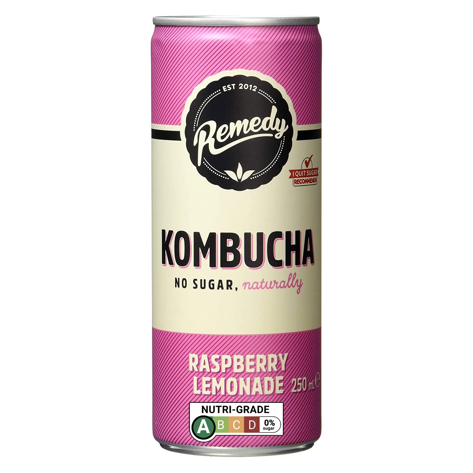 Remedy Raspberry Lemonade Kombucha - No Added Sugar | Organic Acids | 250ml Can