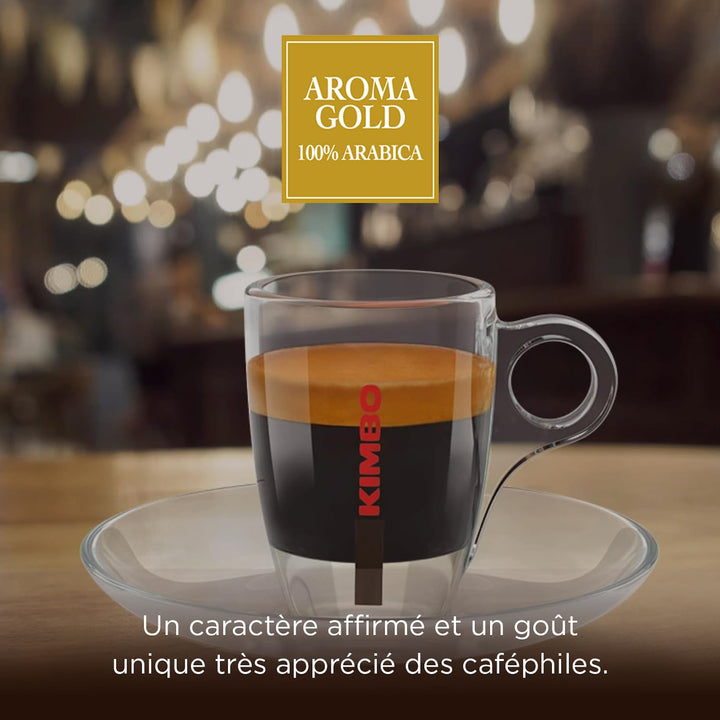 Kimbo Aroma Gold - 100% Arabica Whole Coffee Beans, Medium Dark Roast, 250g