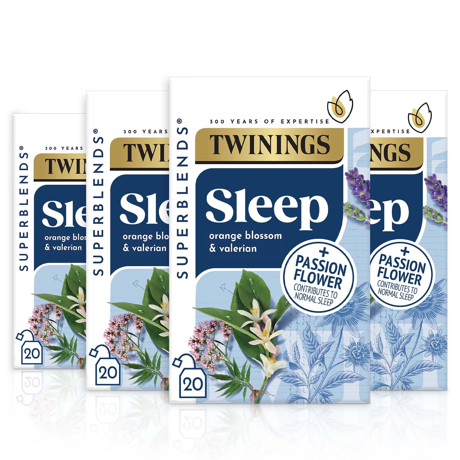 Twinings Superblends Sleep Tea - Valerian Root & Orange Blossom Herbal Tea | 20 Count (Pack of 4)
