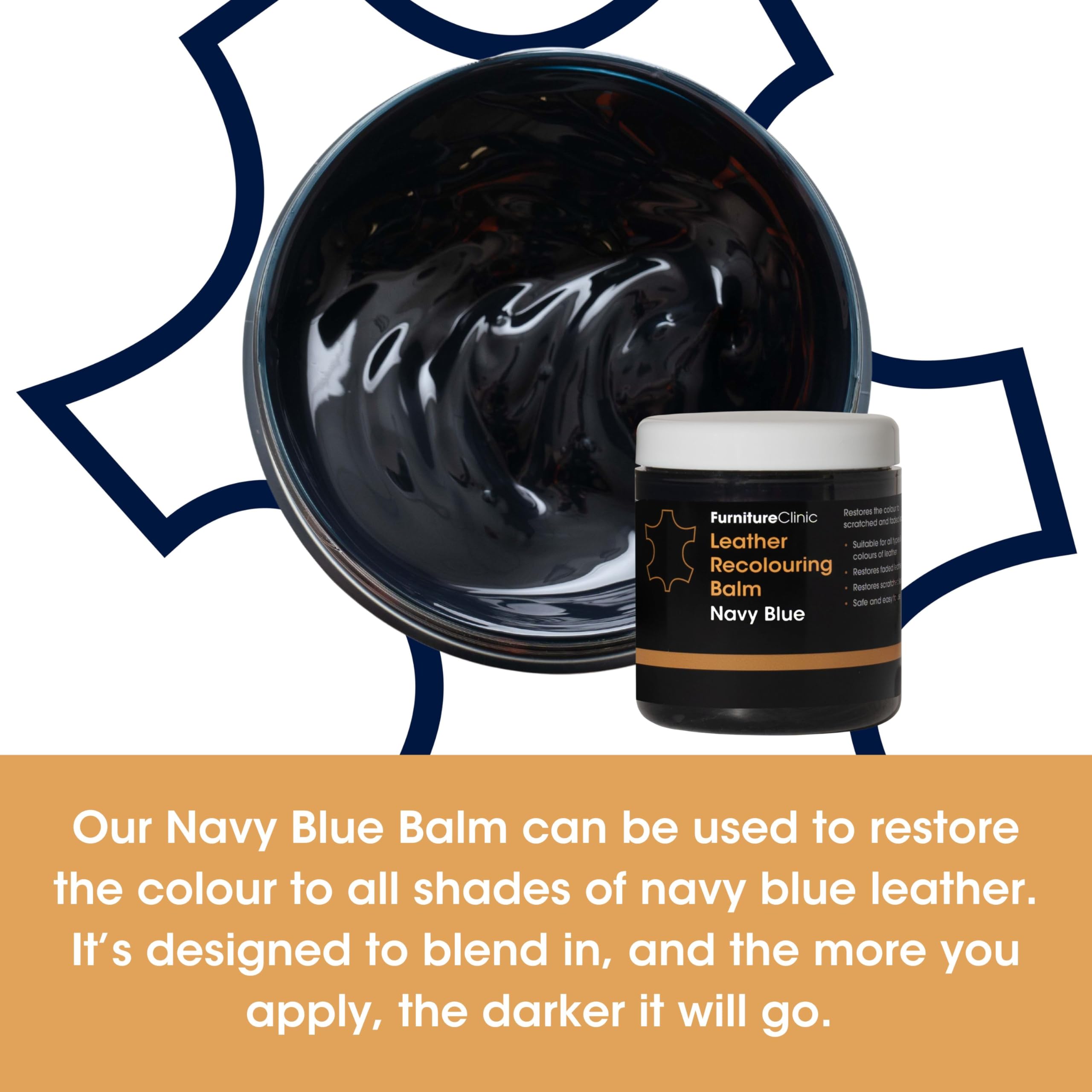 Furniture Clinic Leather Recolouring Balm - Navy Blue for Sofas, Car Seats & Shoes 7