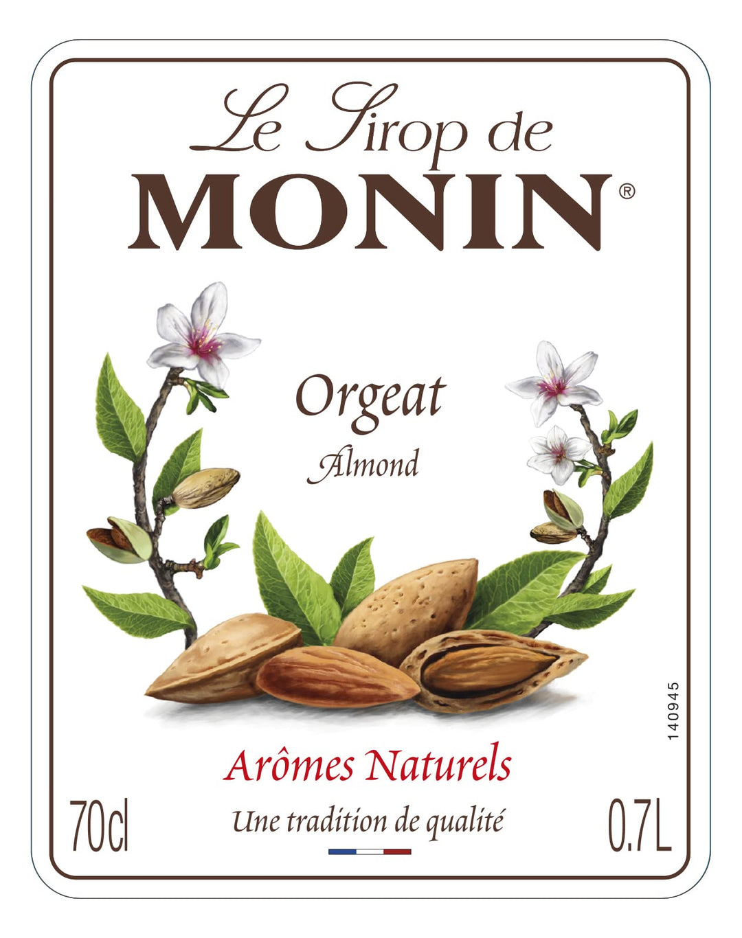MONIN Premium Almond Orgeat Syrup 700ml - Vegan, Natural Flavouring for Cocktails & Coffee