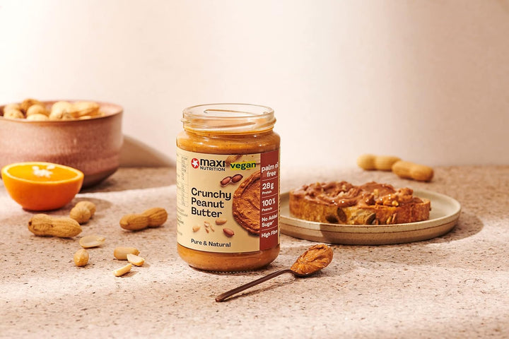 MaxiNutrition Crunchy Peanut Butter 350g - 100% Peanuts, No Sugar, No Palm Oil, High in Protein