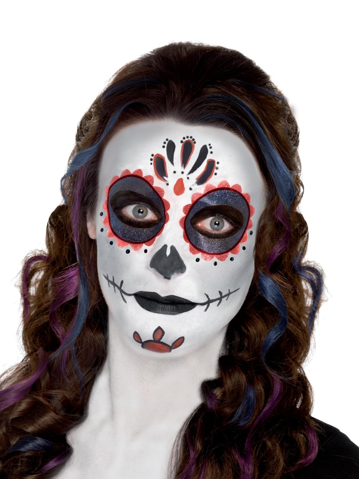 Day of the Dead Make-Up Kit with Face Paints, Face Tattoo, Gem Stickers, Crayon & Applicators 2