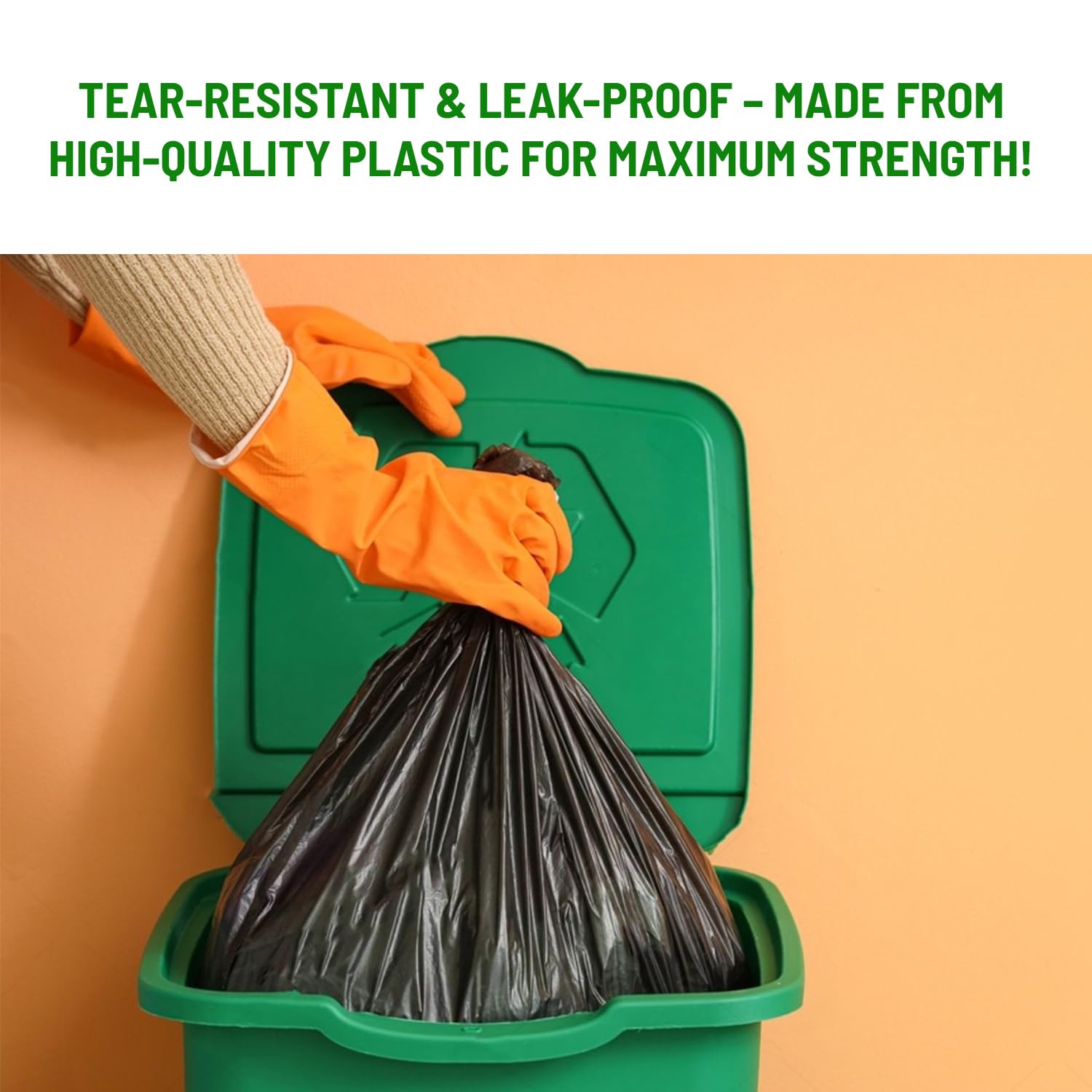 Delka Heavy Duty Black Bin Bags – 50L Capacity, 25 Micron Thick, Leak-Proof – Pack of 50 7